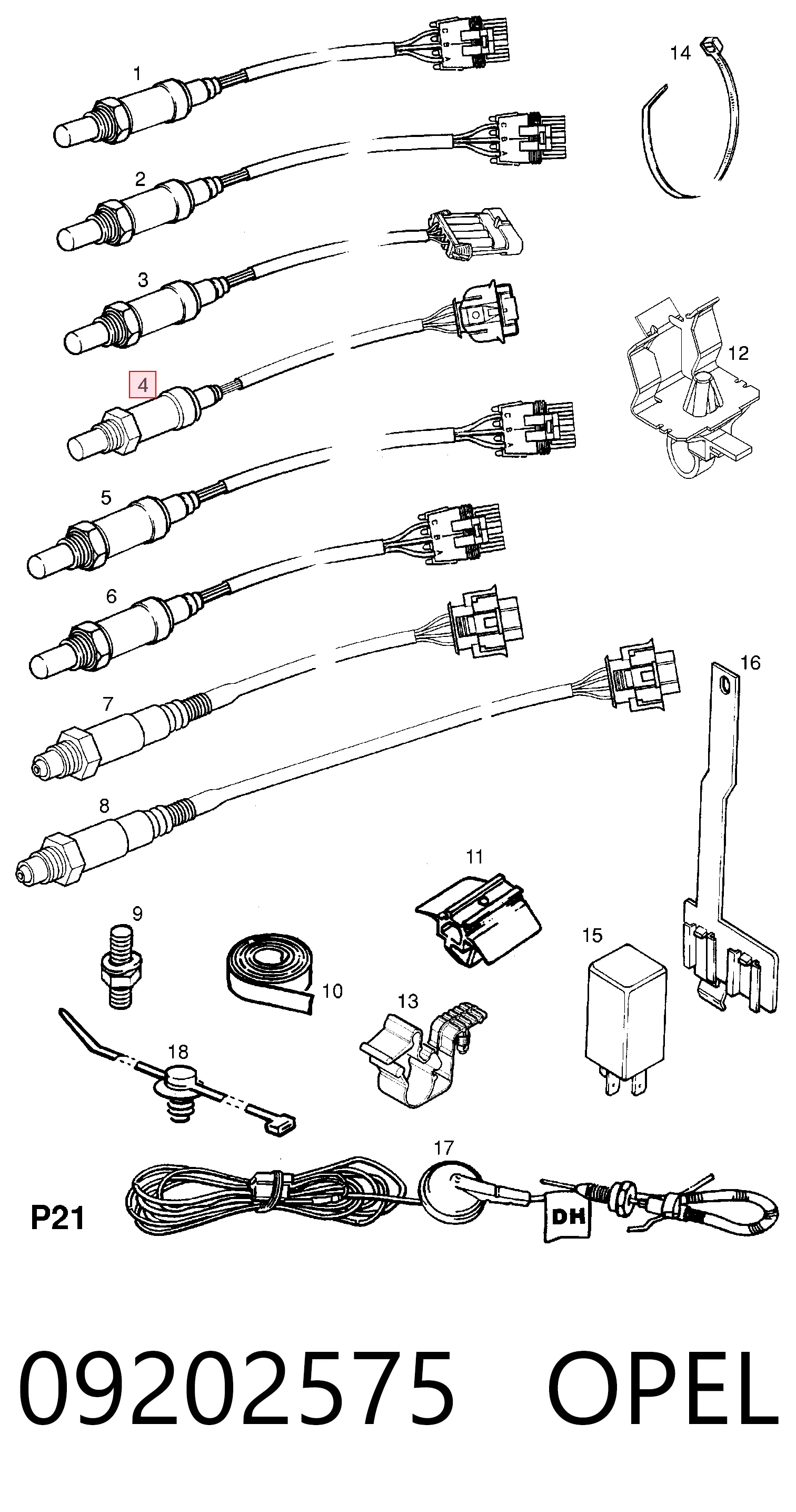 09202575 Opel Sensor de oxígeno previo al catalizador