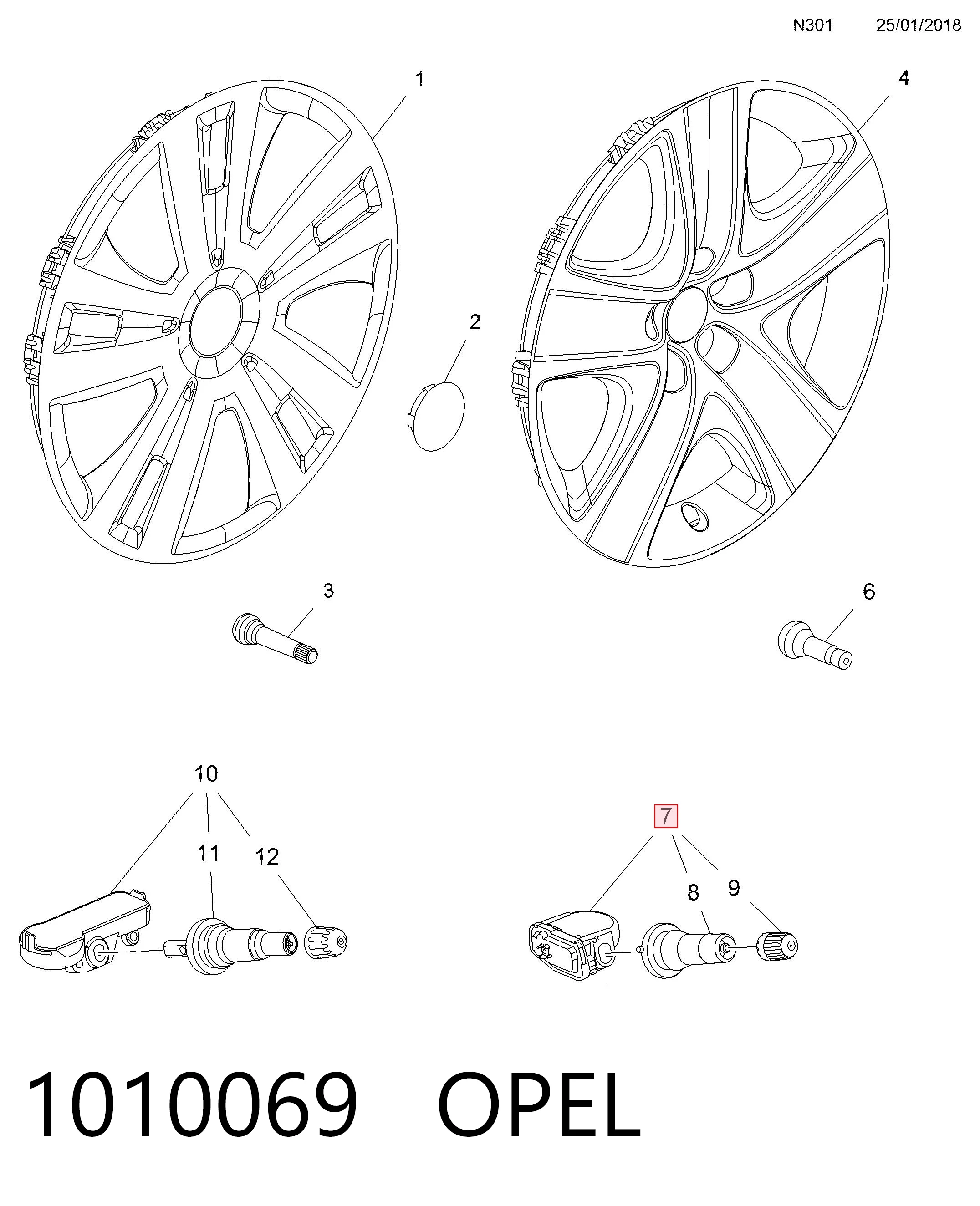  Sensor de presión de neumáticos Opel Astra 