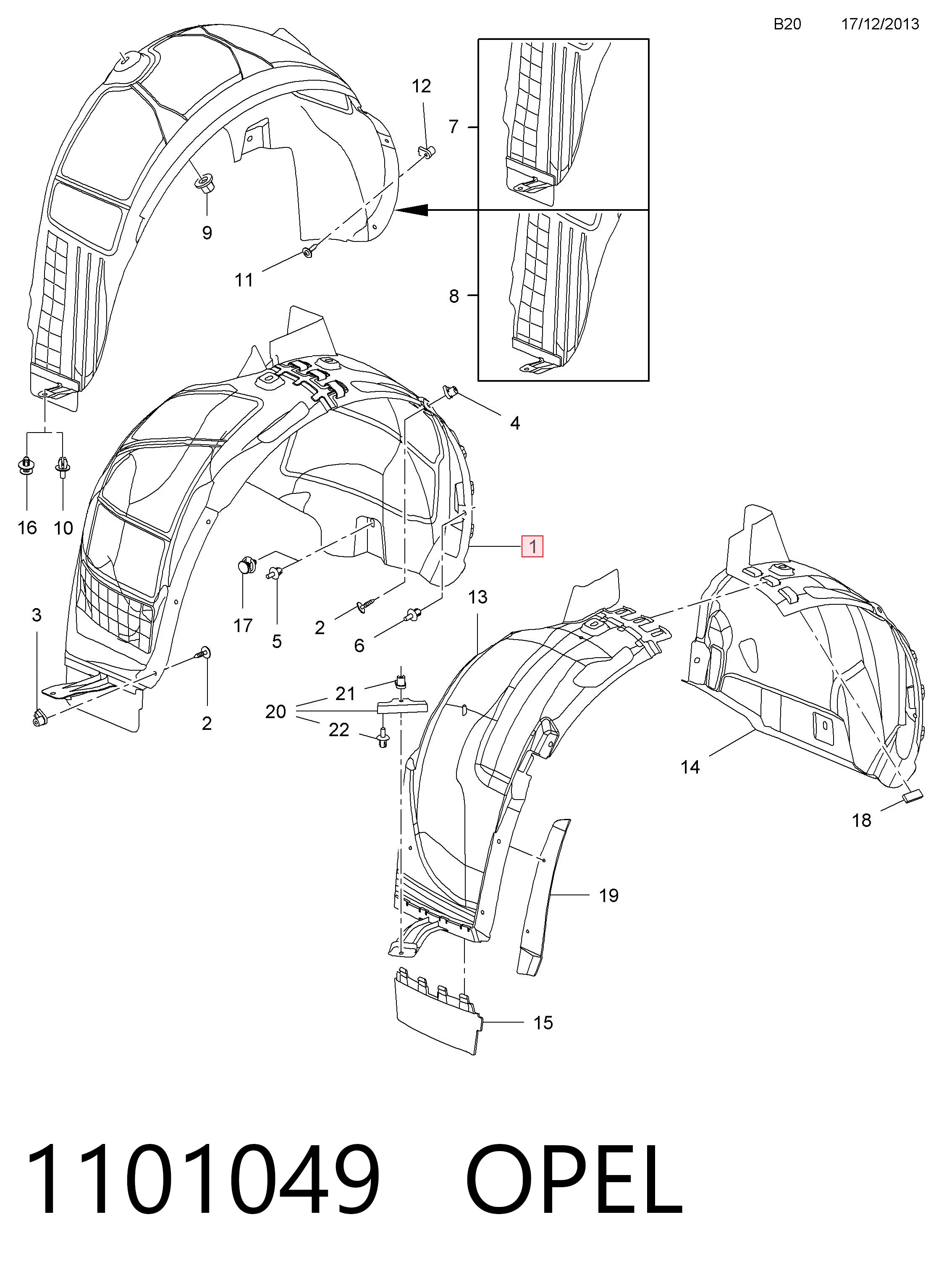 13354317 General Motors Paso rueda delantero derecho