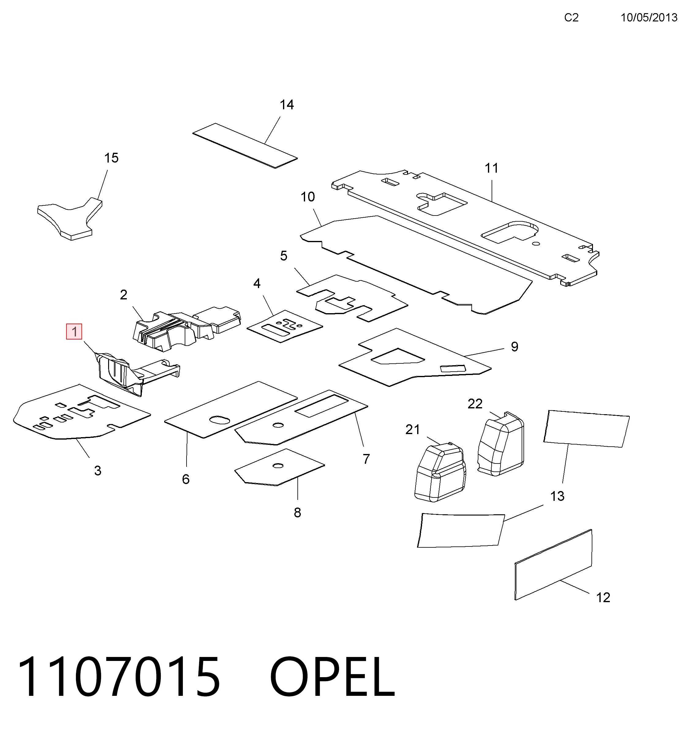 1107015 Opel Rótula de dirección