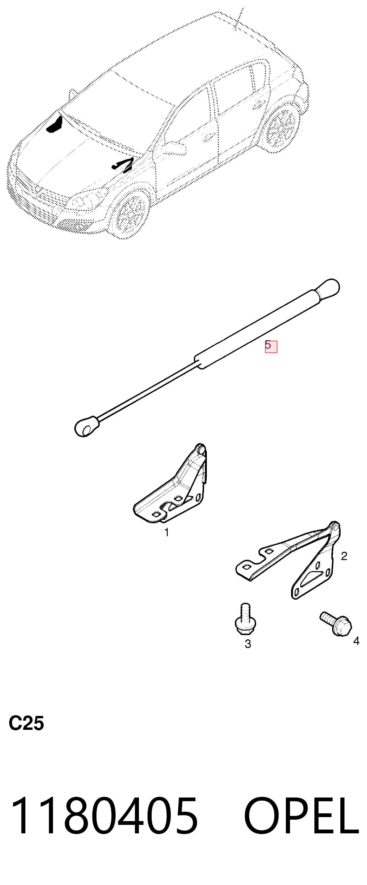 Muelle neumático, tapa delantera Opel Astra  desde 16,24 €