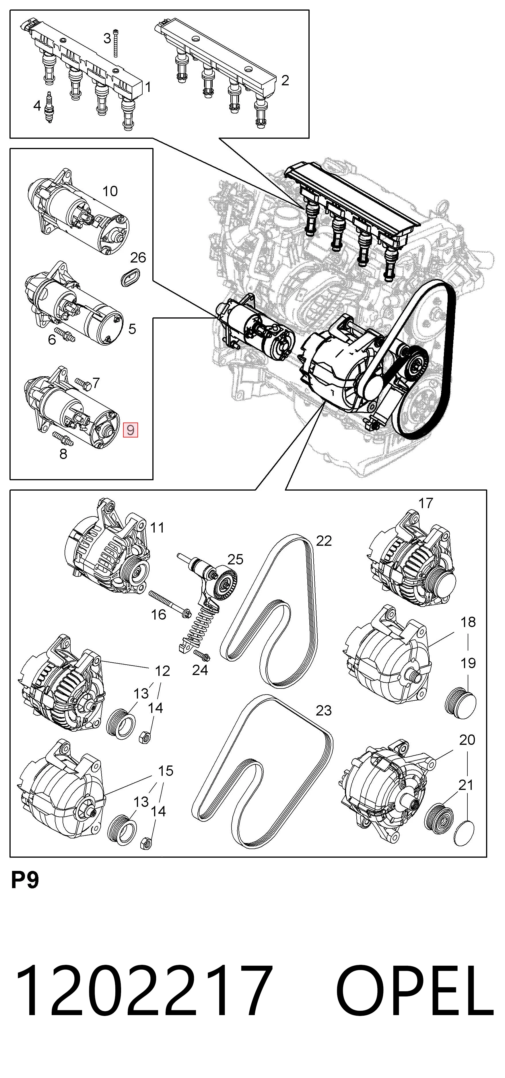 1202217 Opel Arranque motores