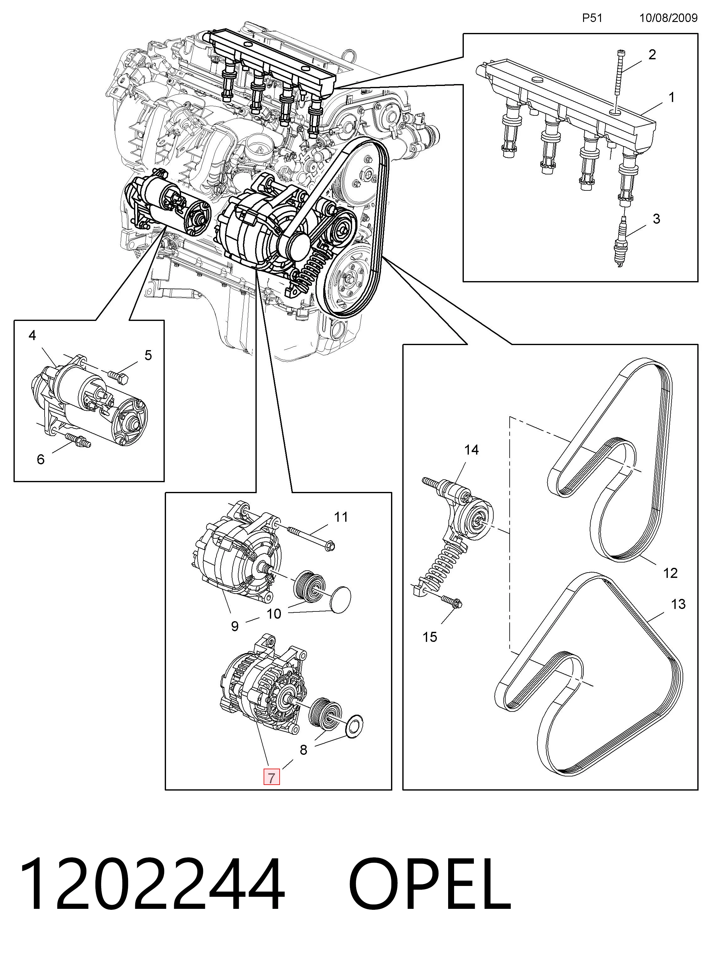 1202244 Opel Alternador de coche