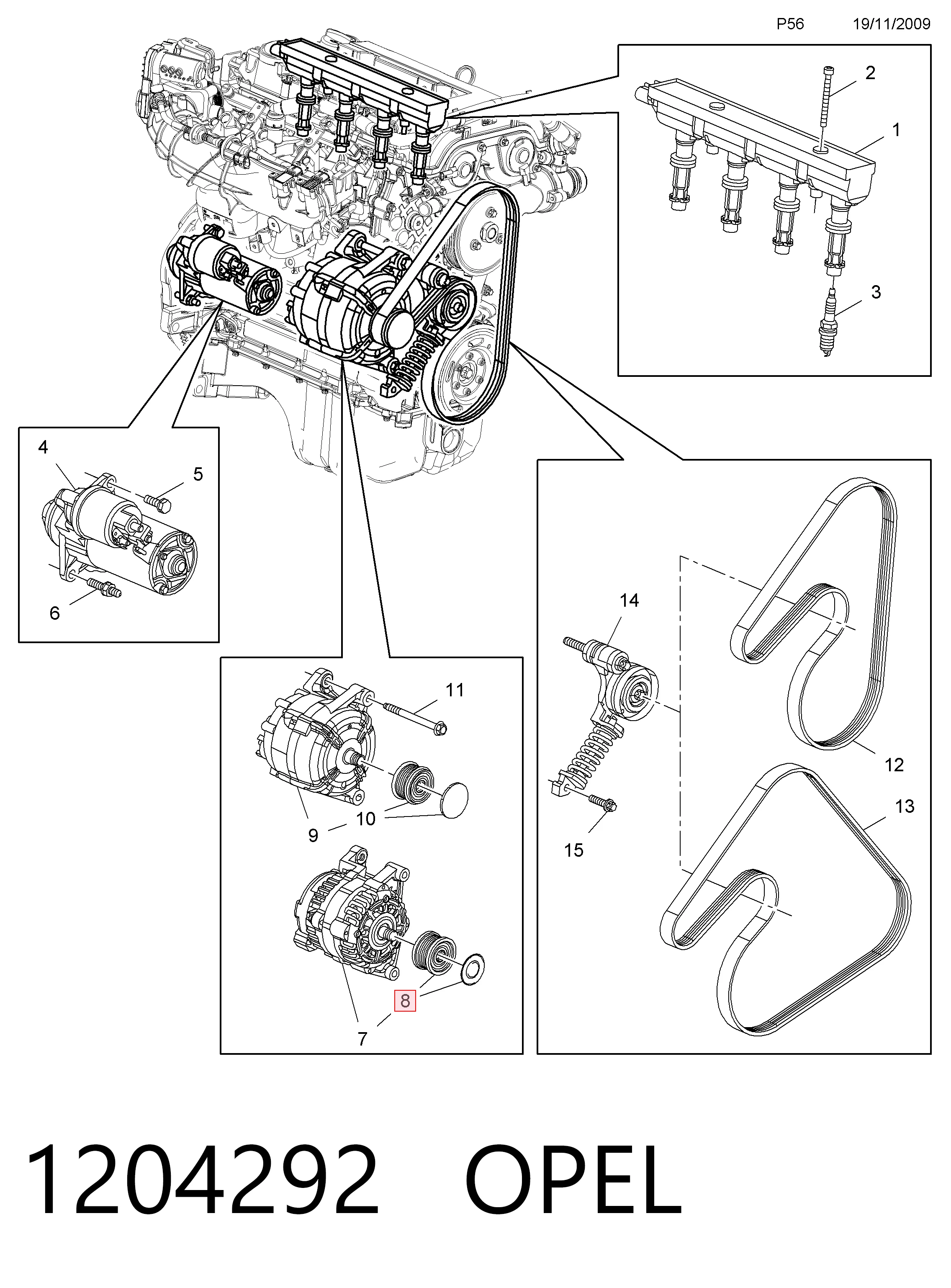 Polea de alternador Cruze  familiar (2012-2026) original desde 37,38 €