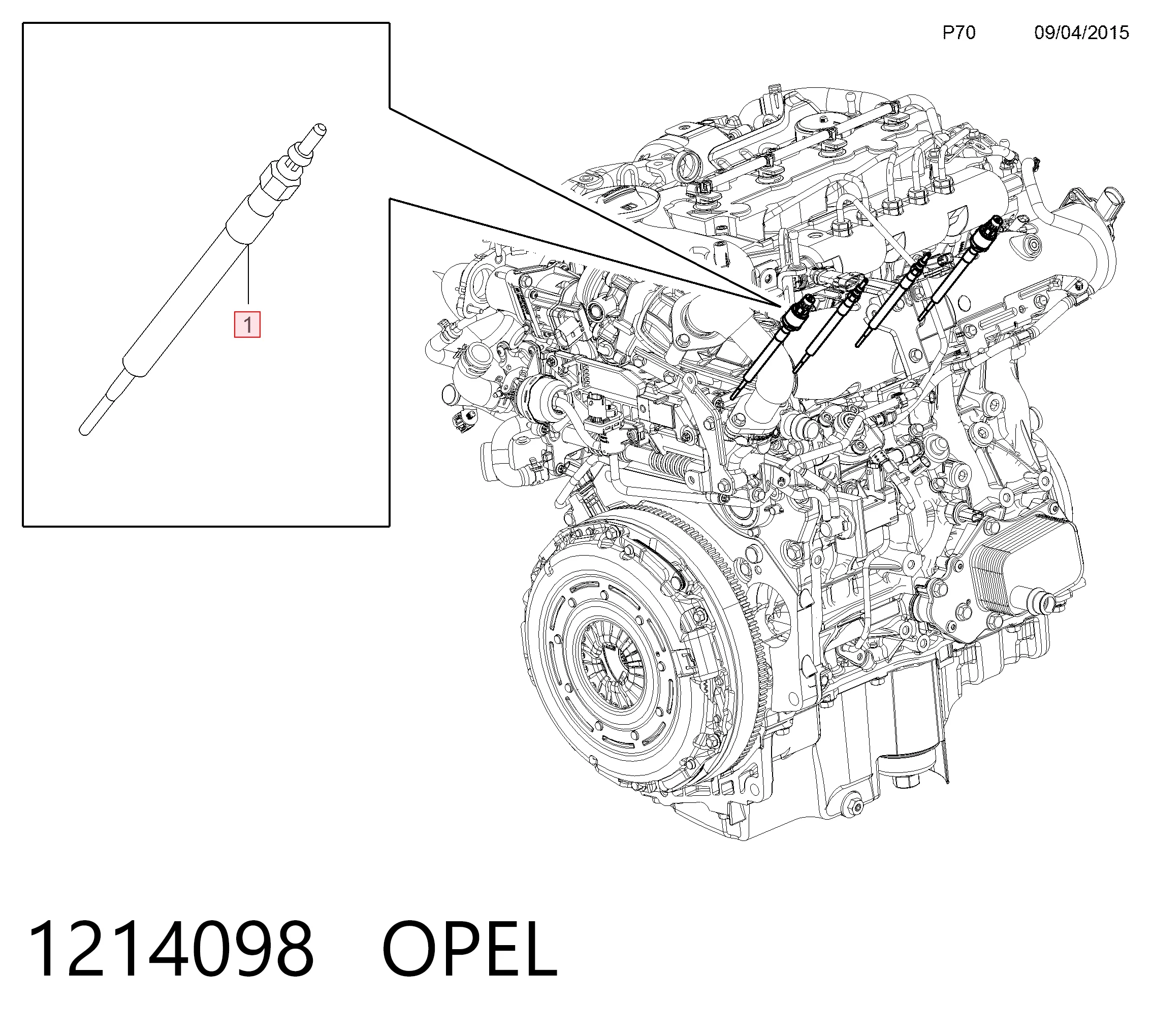 1214098 Opel Bujías de calentamiento