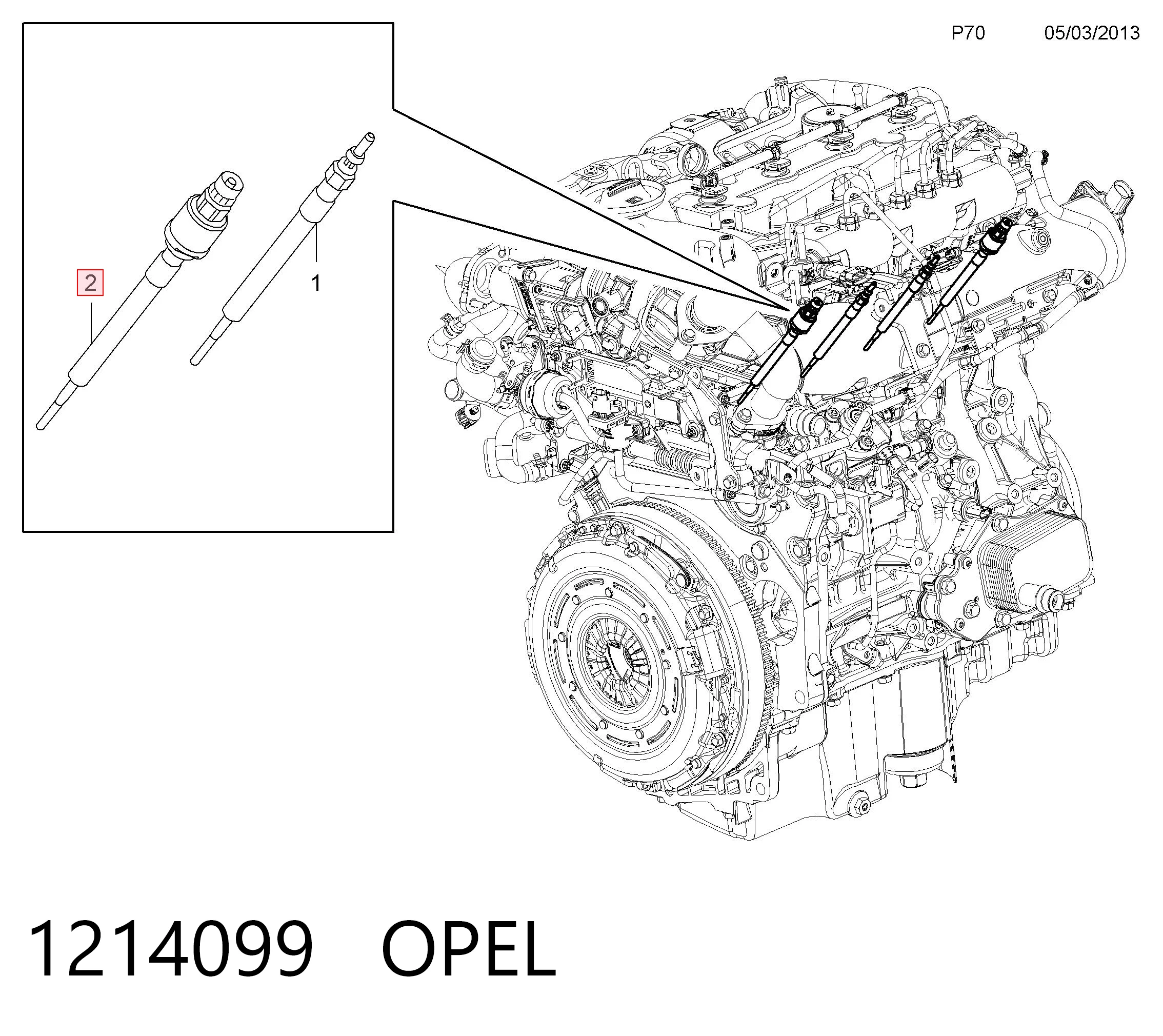 1214099 Opel Bujías de calentamiento
