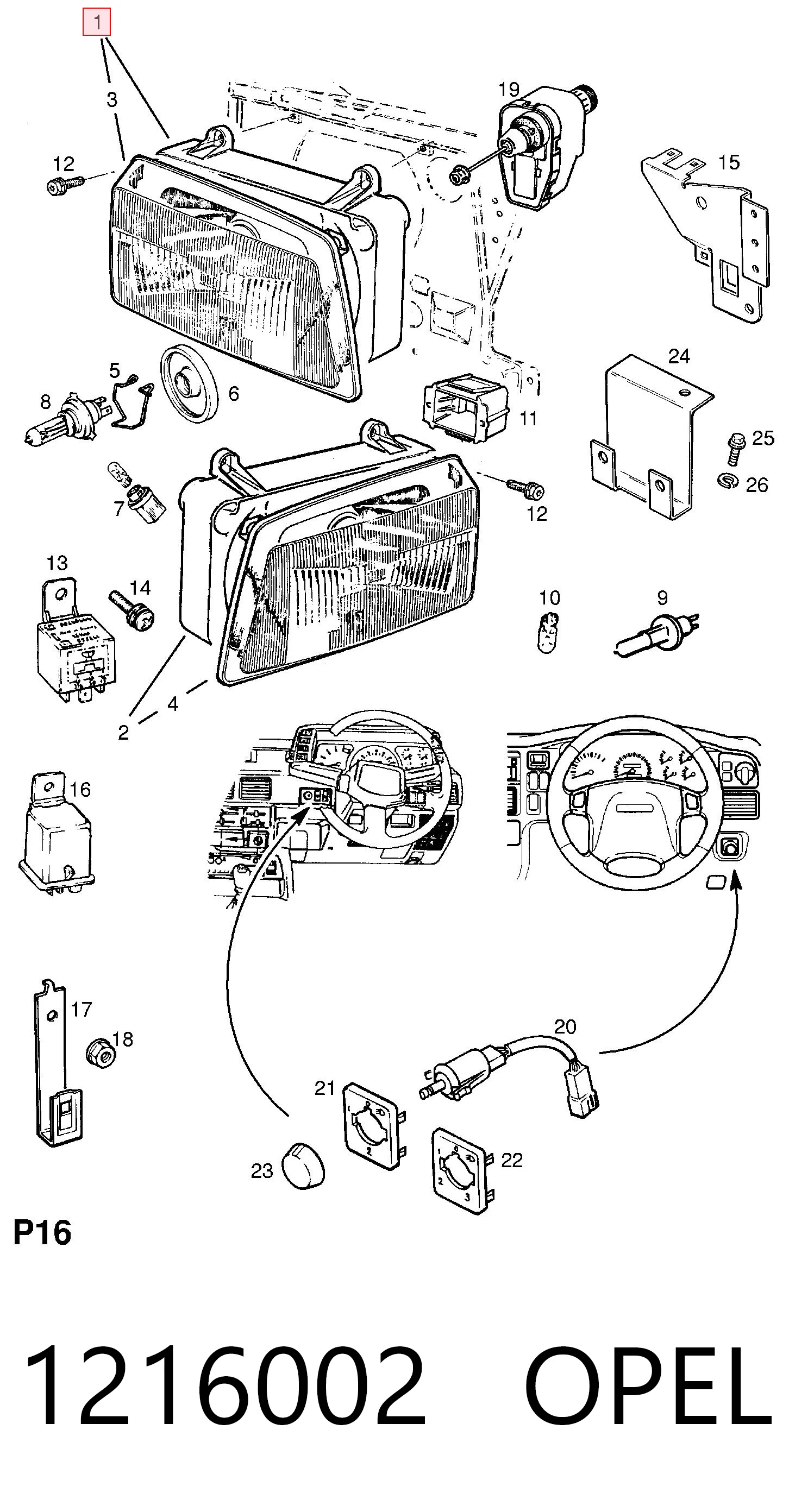 91143329 General Motors Luz derecha