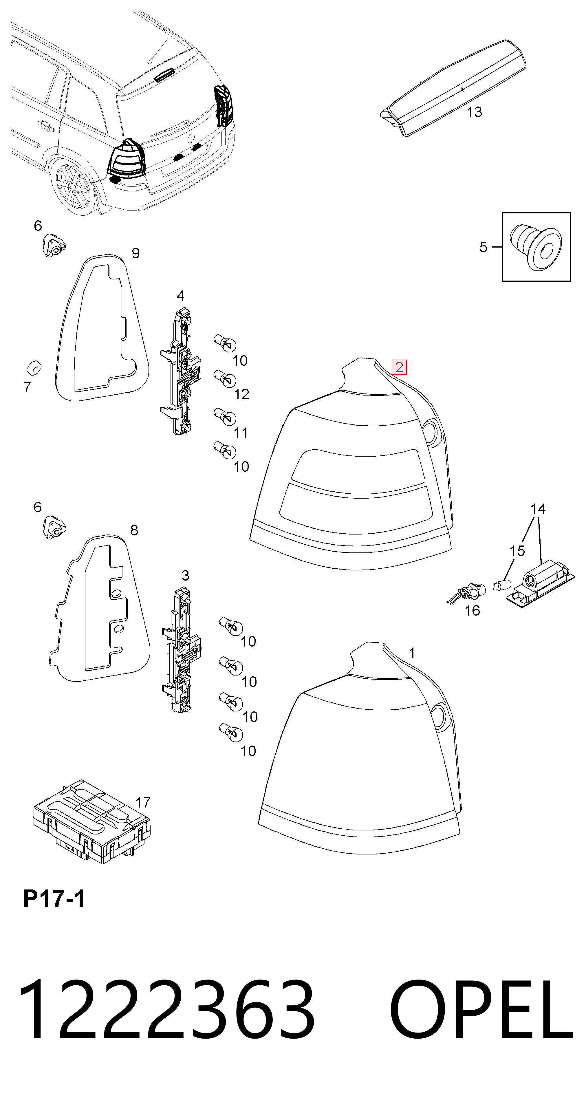Piloto trasero derecho Opel Zafira B monovolumen (A05) (2005 - 2011) precio, desde 128,39 EUR