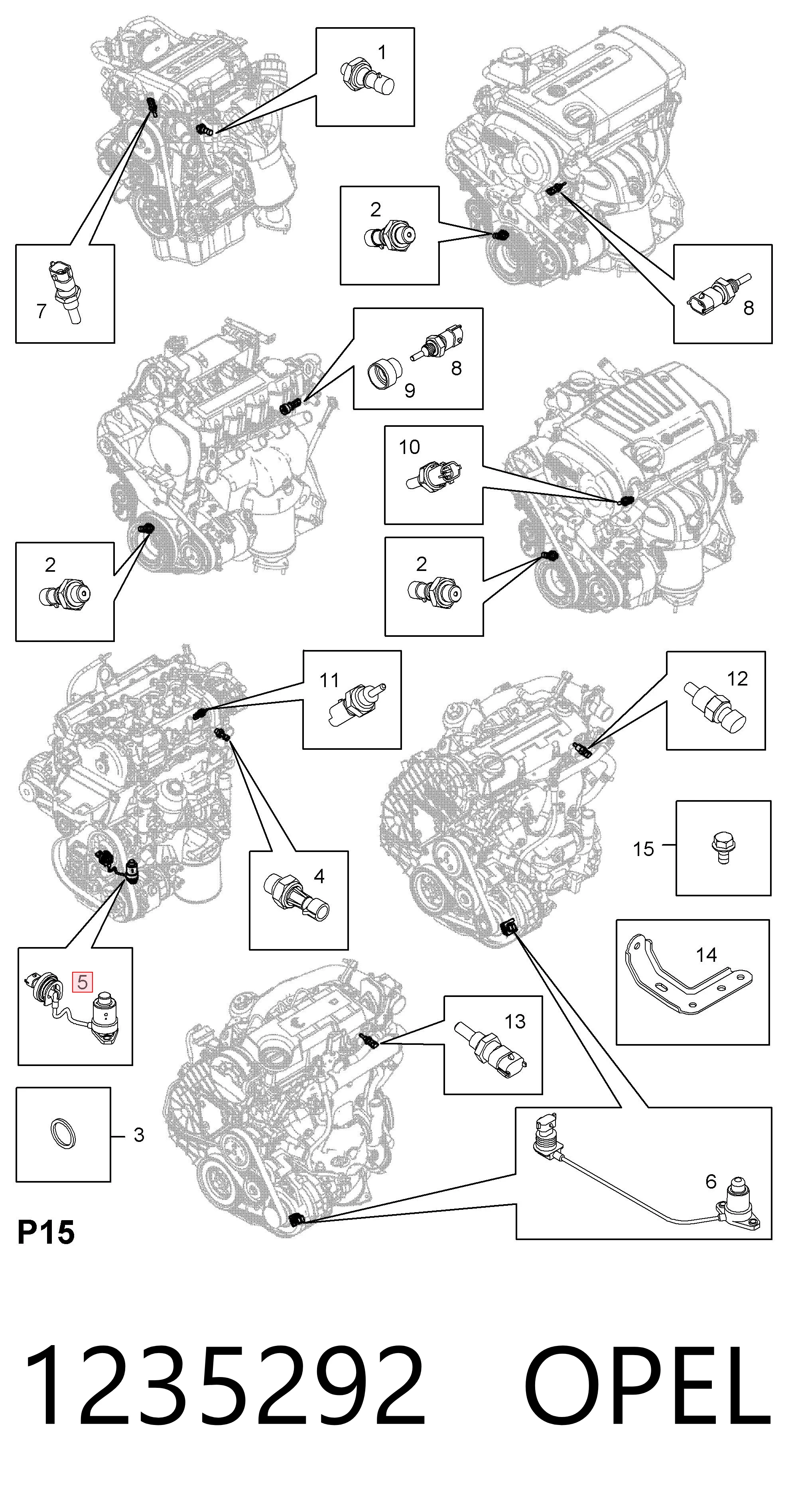 Sensor de nivel de aceite del motor 1235292 OPEL