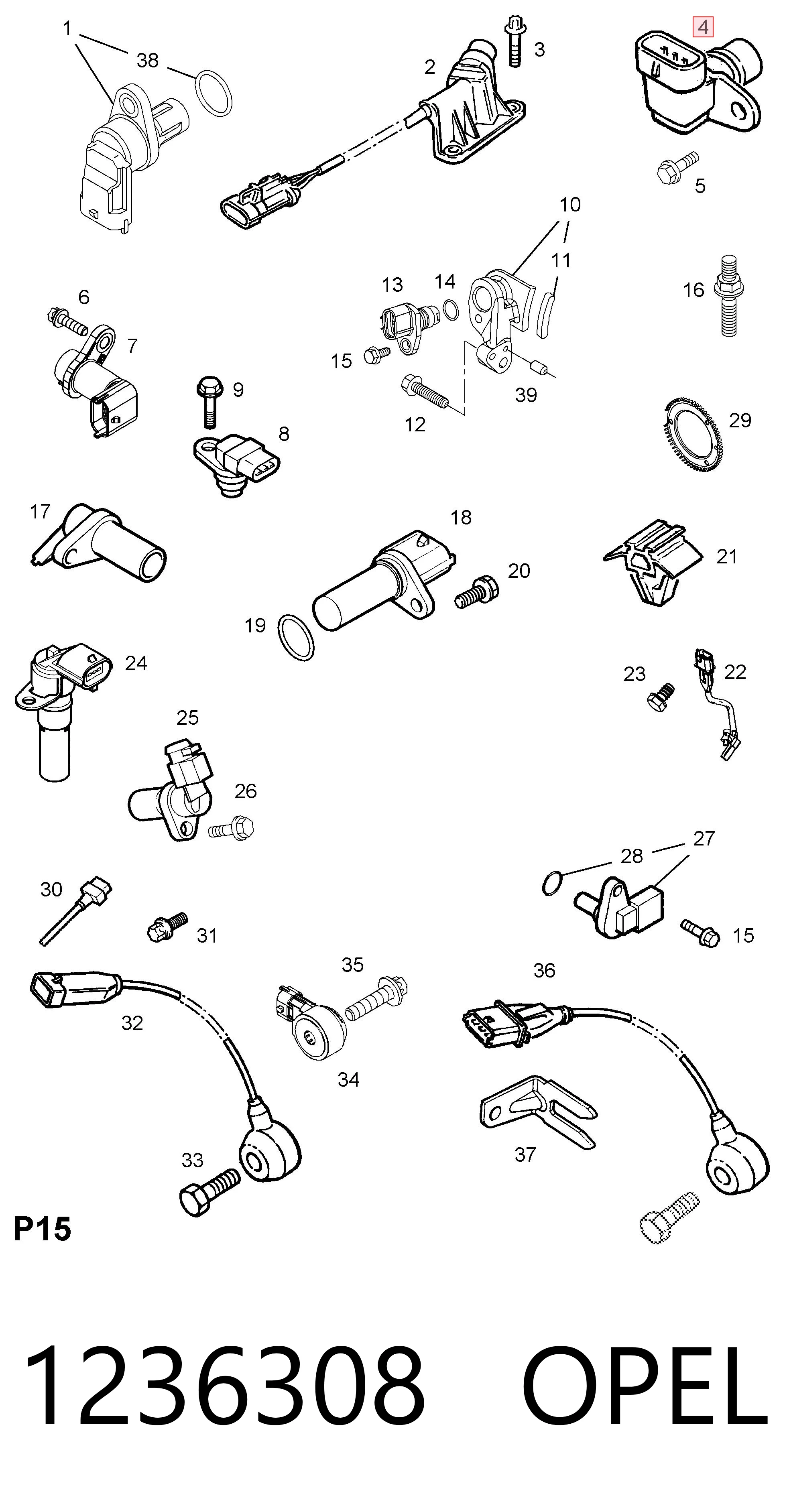 1236308 Opel Sensor posición arbol de levas