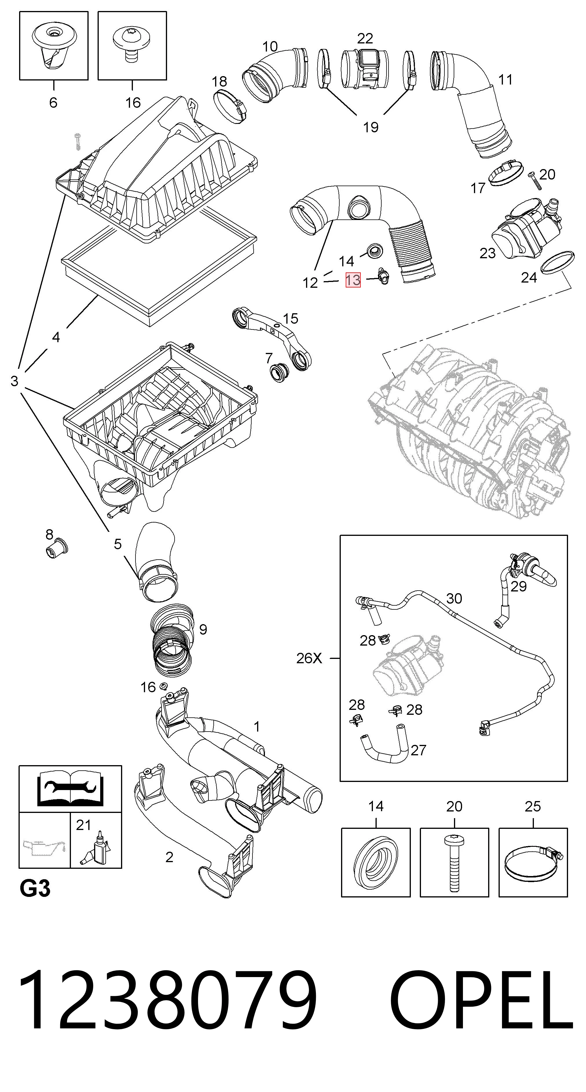 Sensor de temperatura de mezcla de aire para Opel Astra  (L35)
