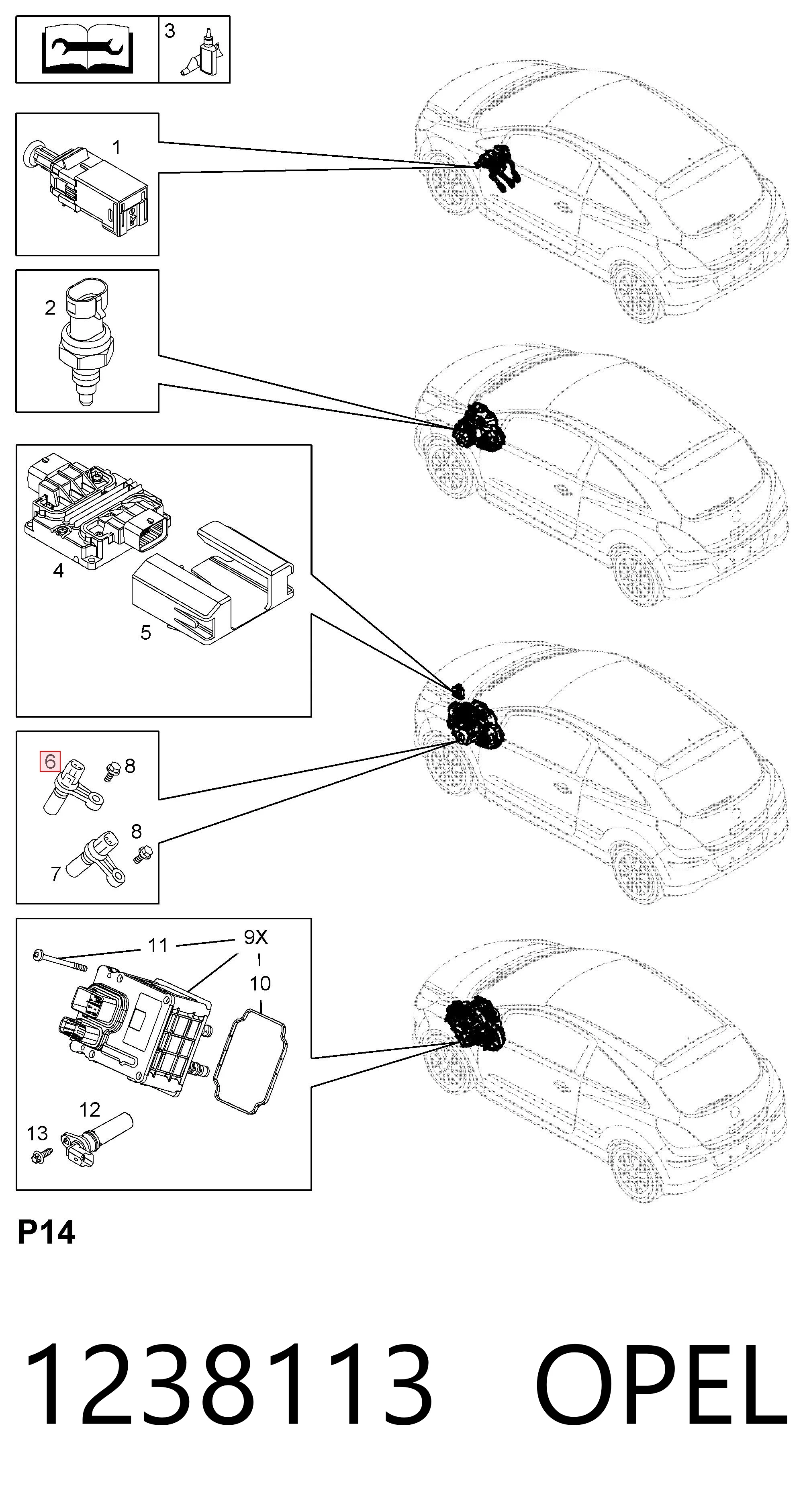 1238113 Opel Captador de velocidad