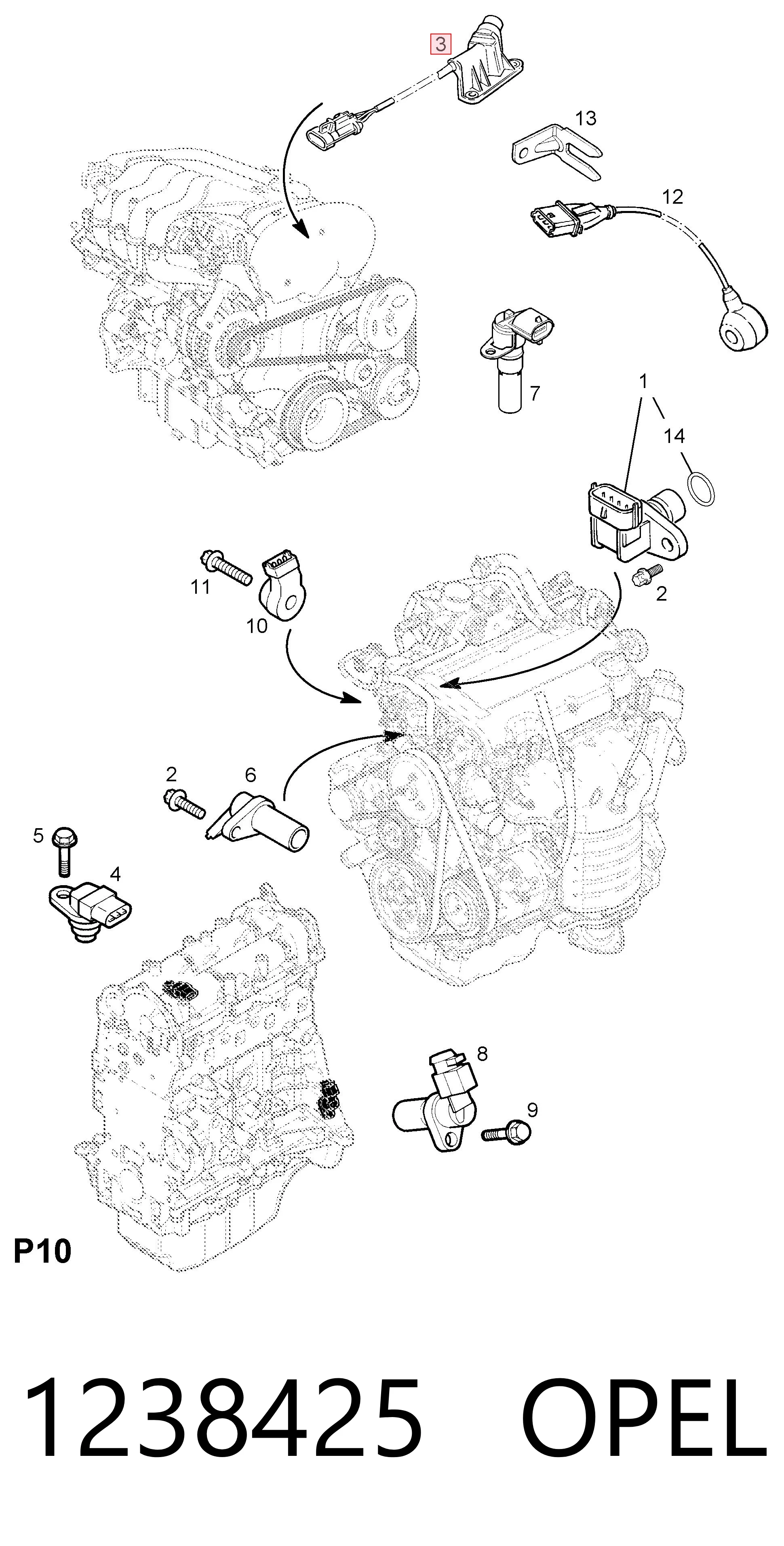 1238425 Opel Sensor posición arbol de levas