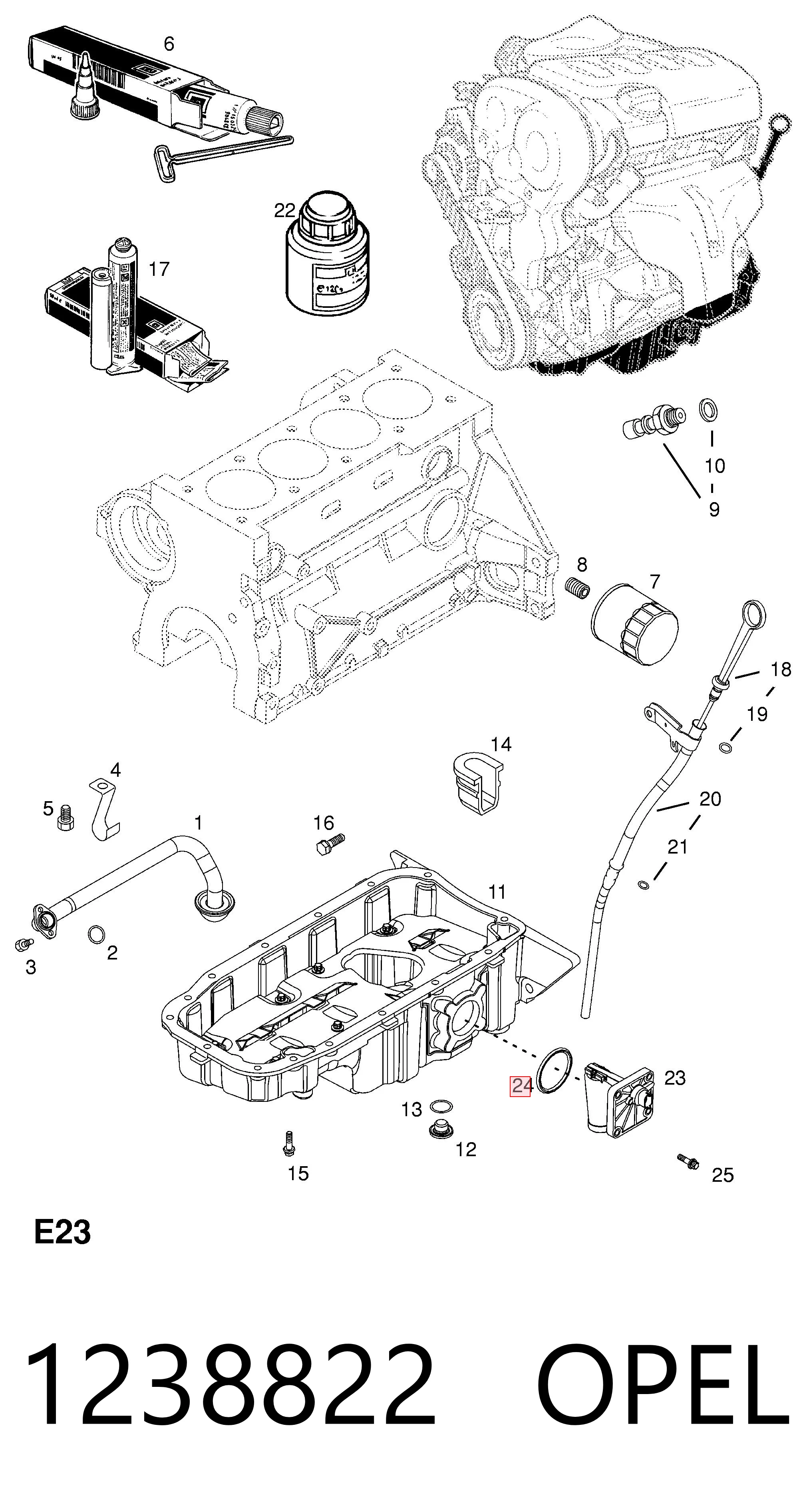 Anillo de estanqueidad del sensor de nivel de aceite 1238822 OPEL