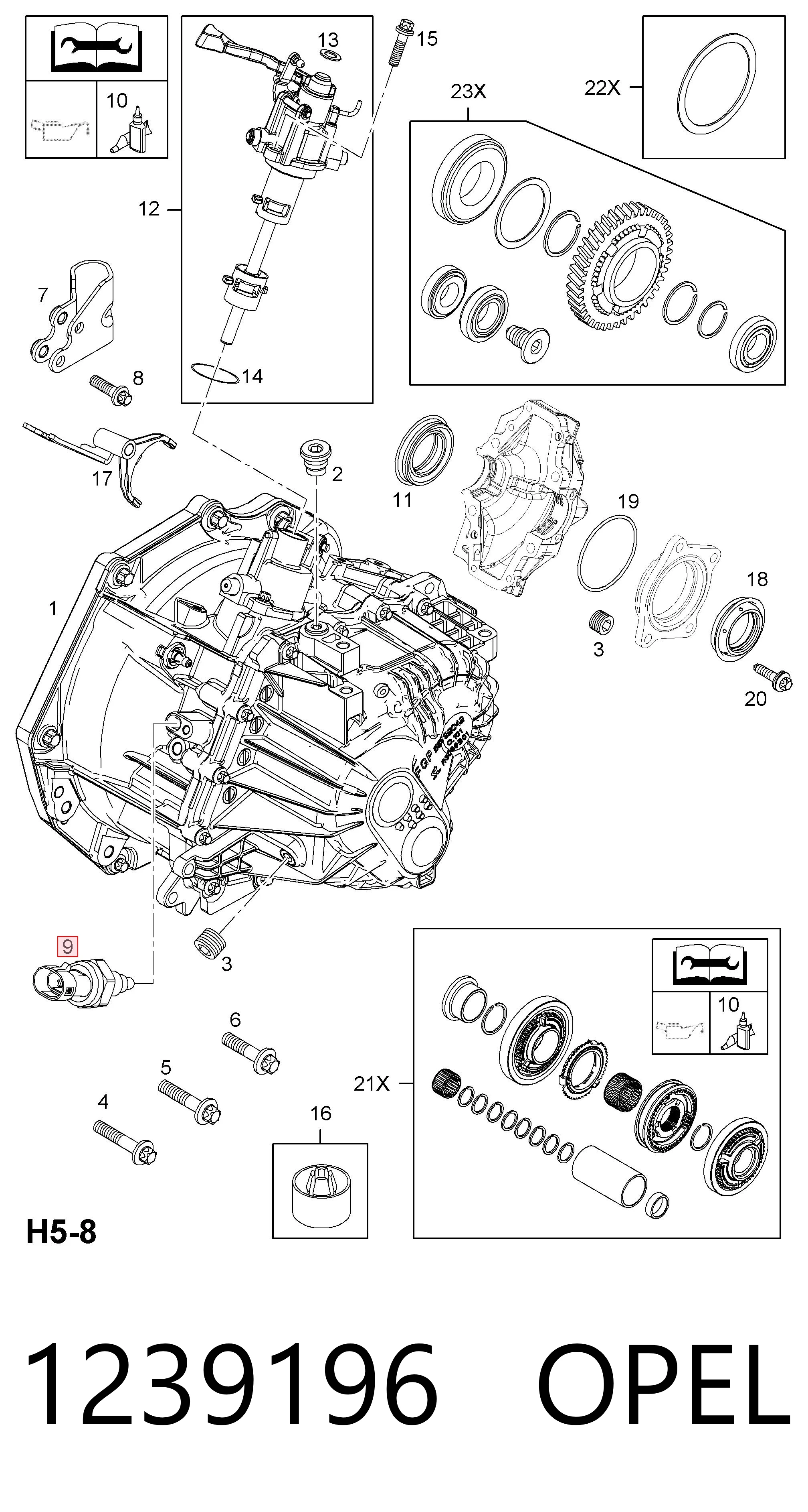Sensor de marcha atrás 1239196 OPEL