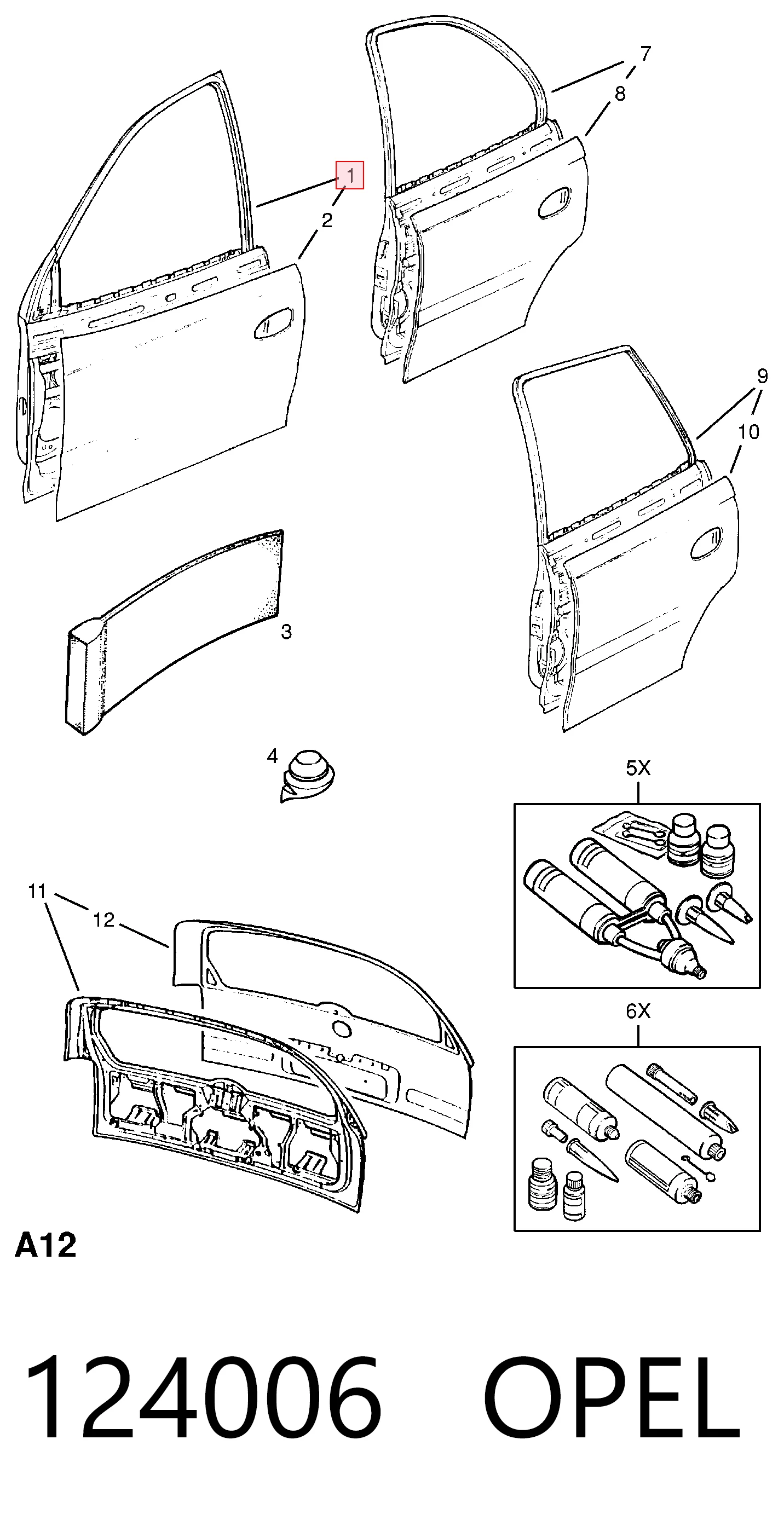Puerta delantera para Opel Omega B 25, 26, 27
