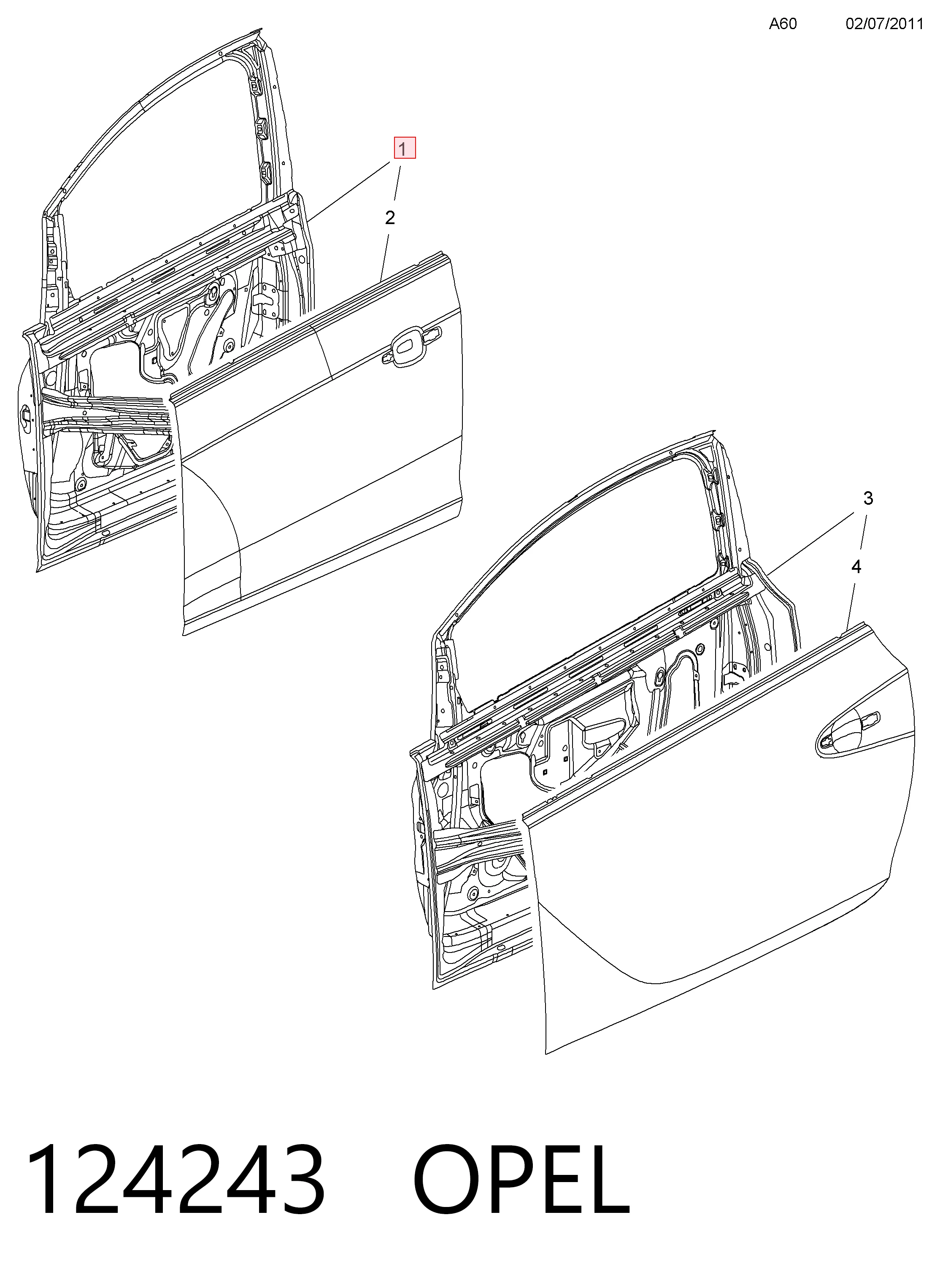 Puerta delantera para Opel Astra J 69