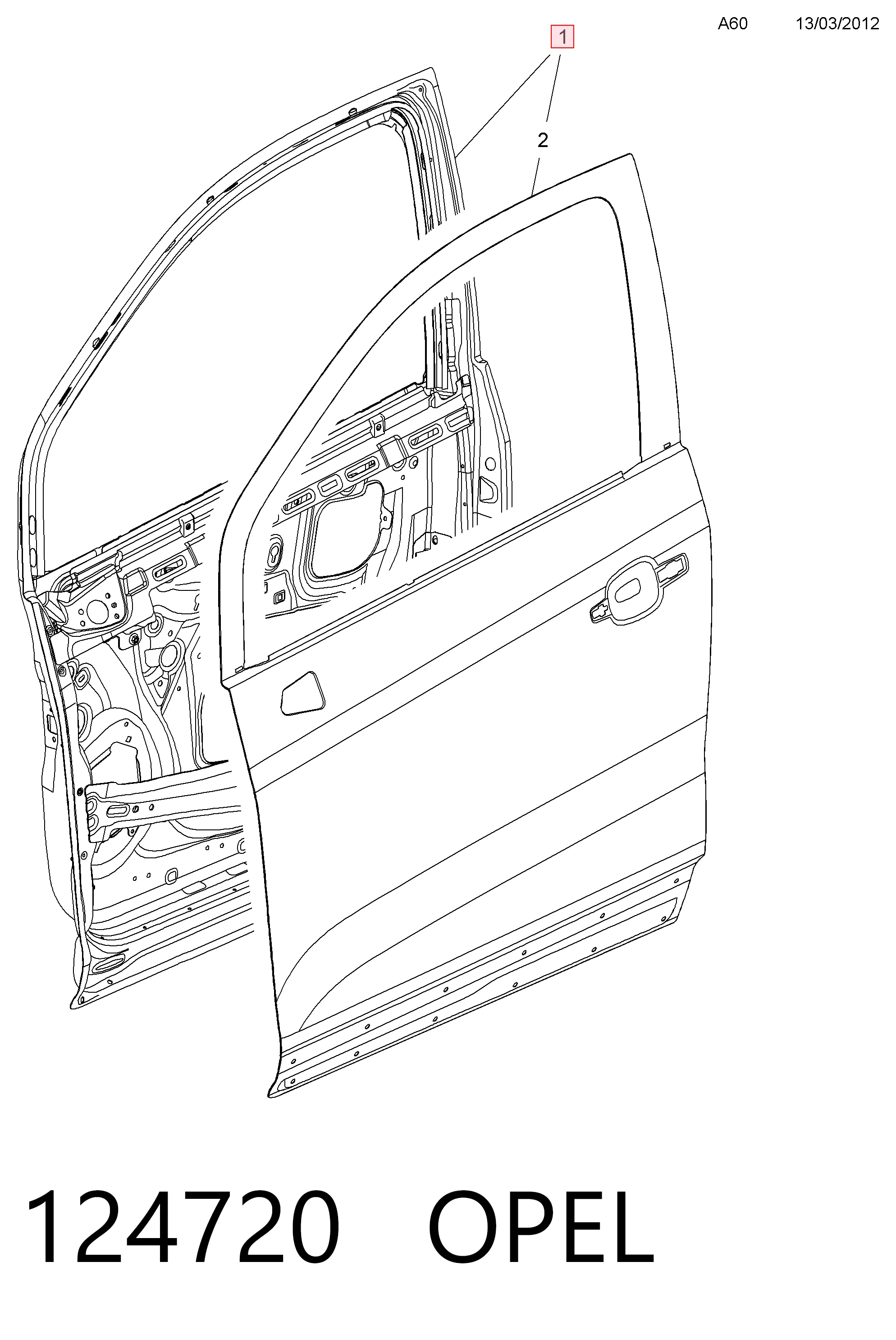 Puerta delantera para Opel Mokka I J13