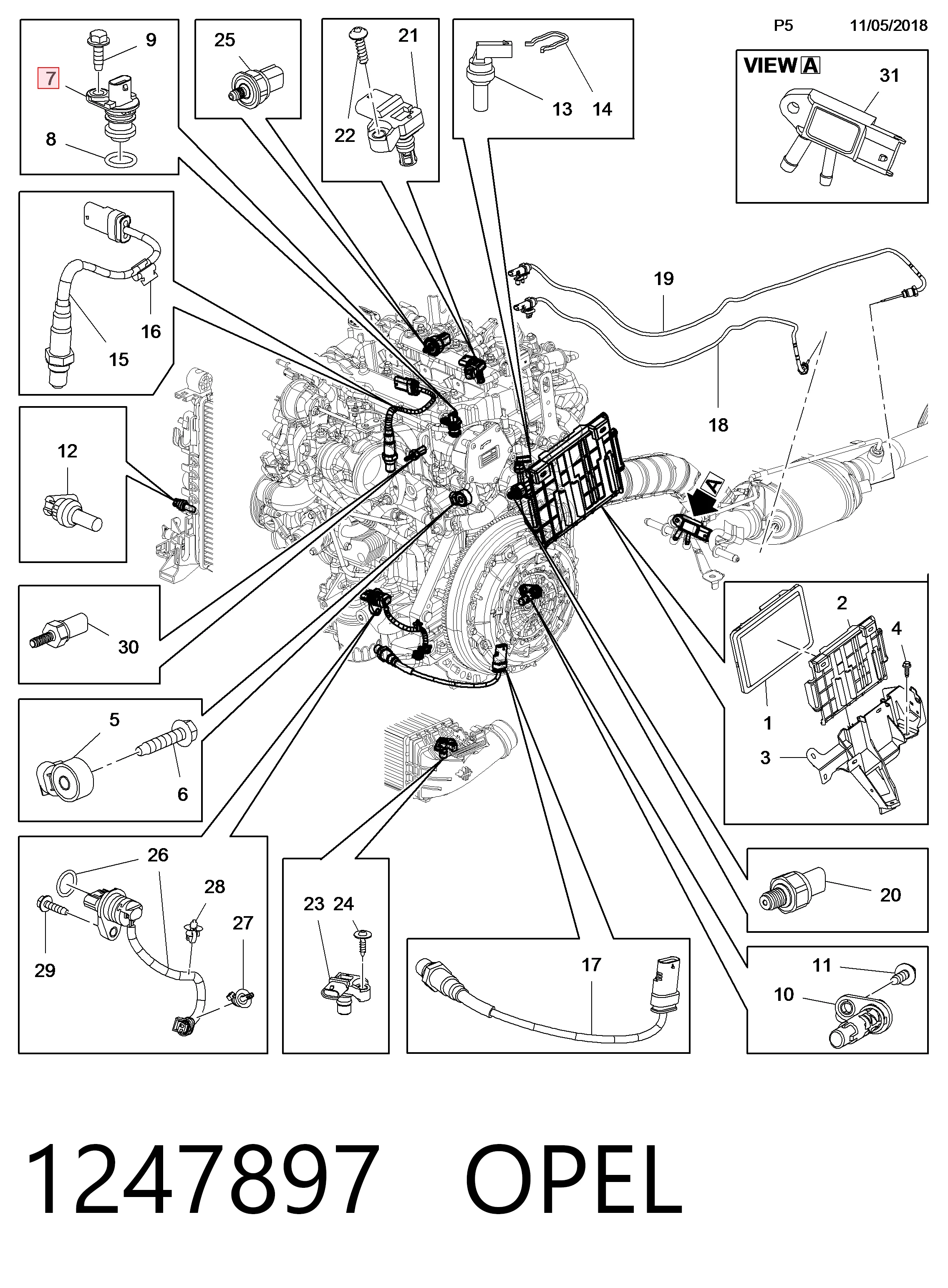 1247897 Opel Sensor posición arbol de levas