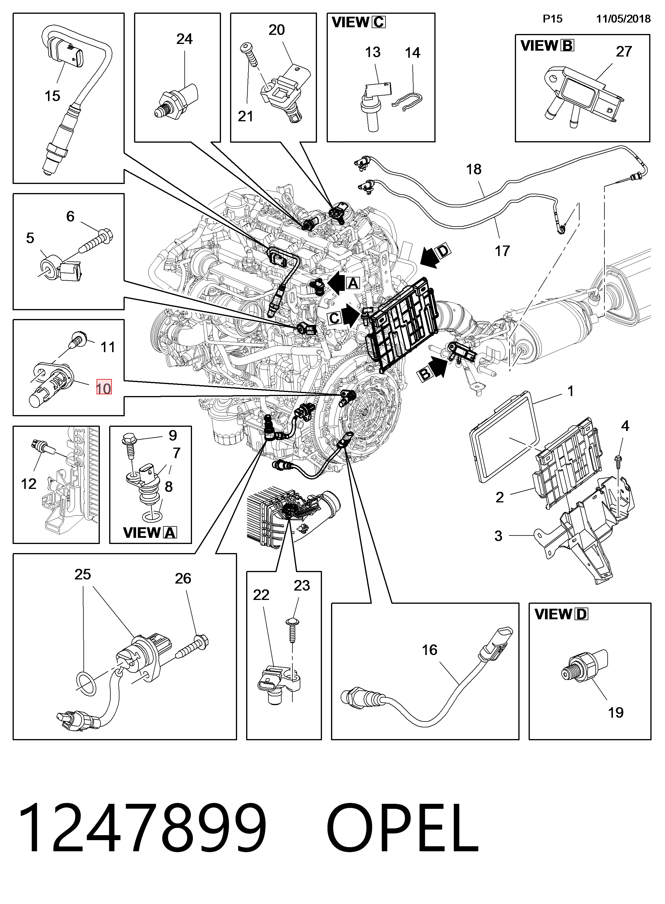 Sensor de cigüeñal para Opel Astra 