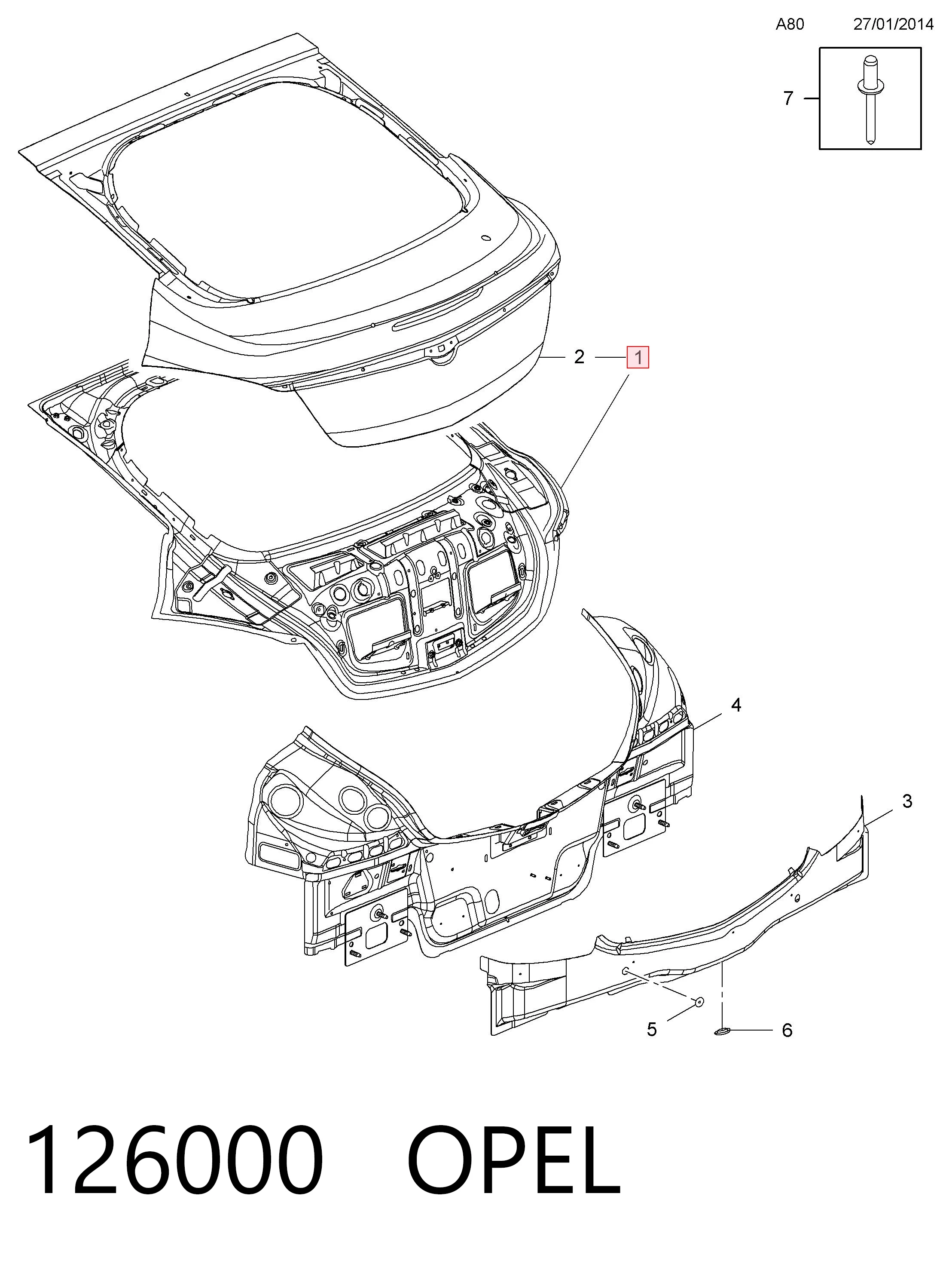 Porton trasero para Opel Insignia A G09