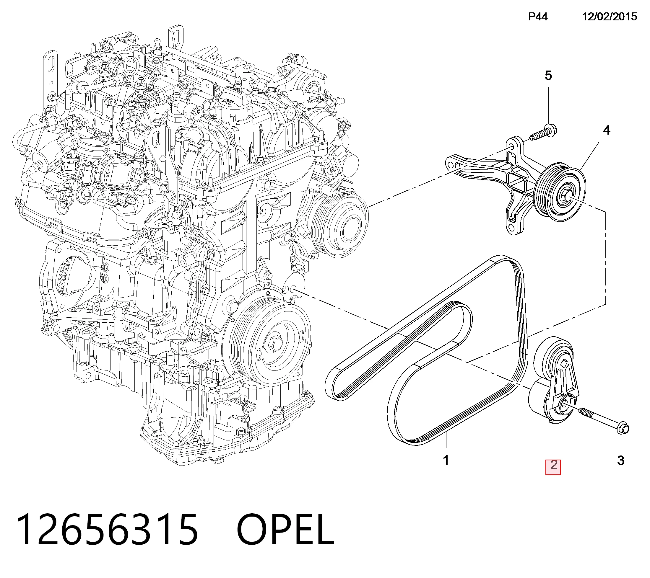12656315 Opel Tensor de correa de alternador