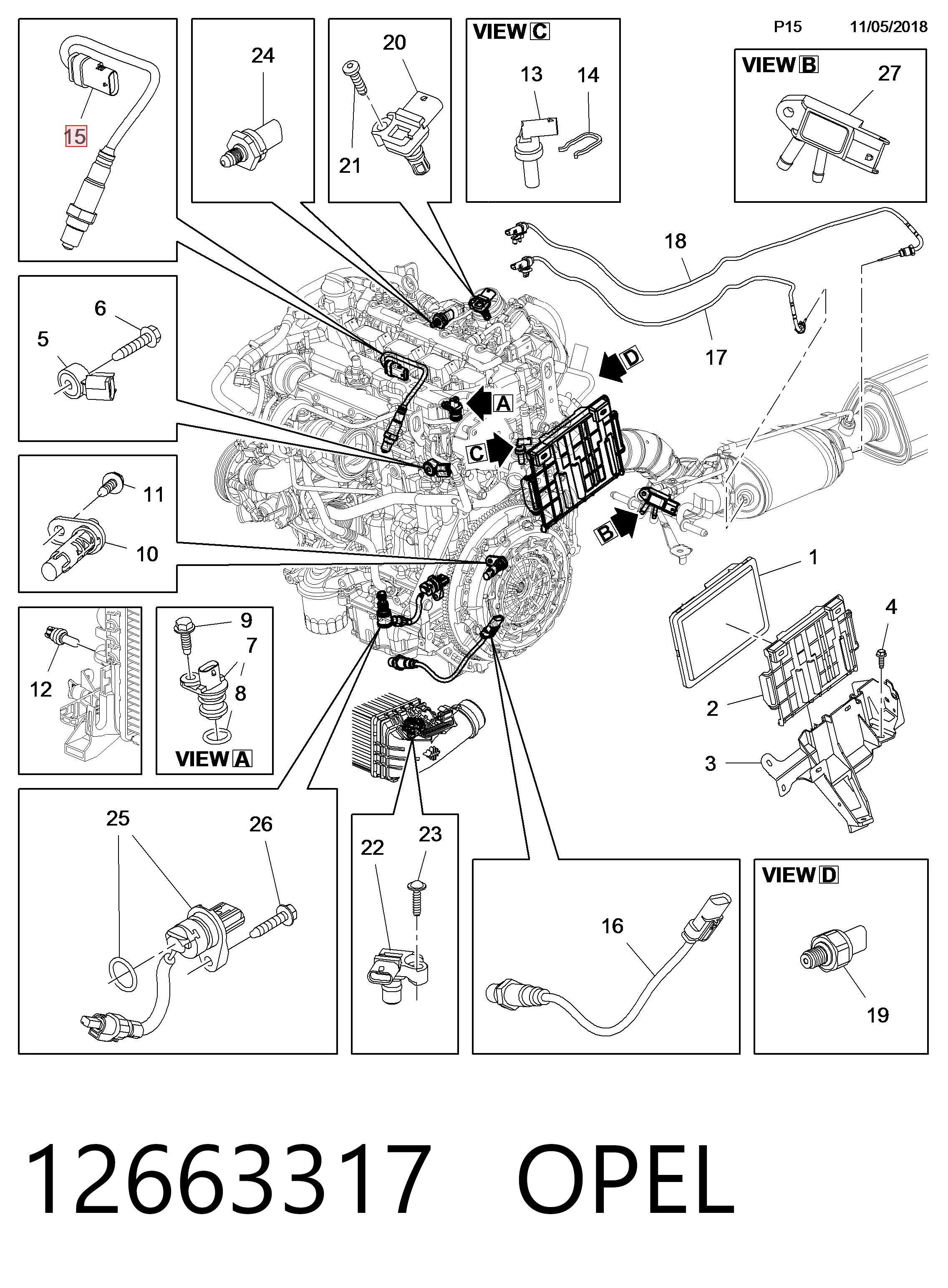 12663317 Opel Sonda lambda (NOx, O2)