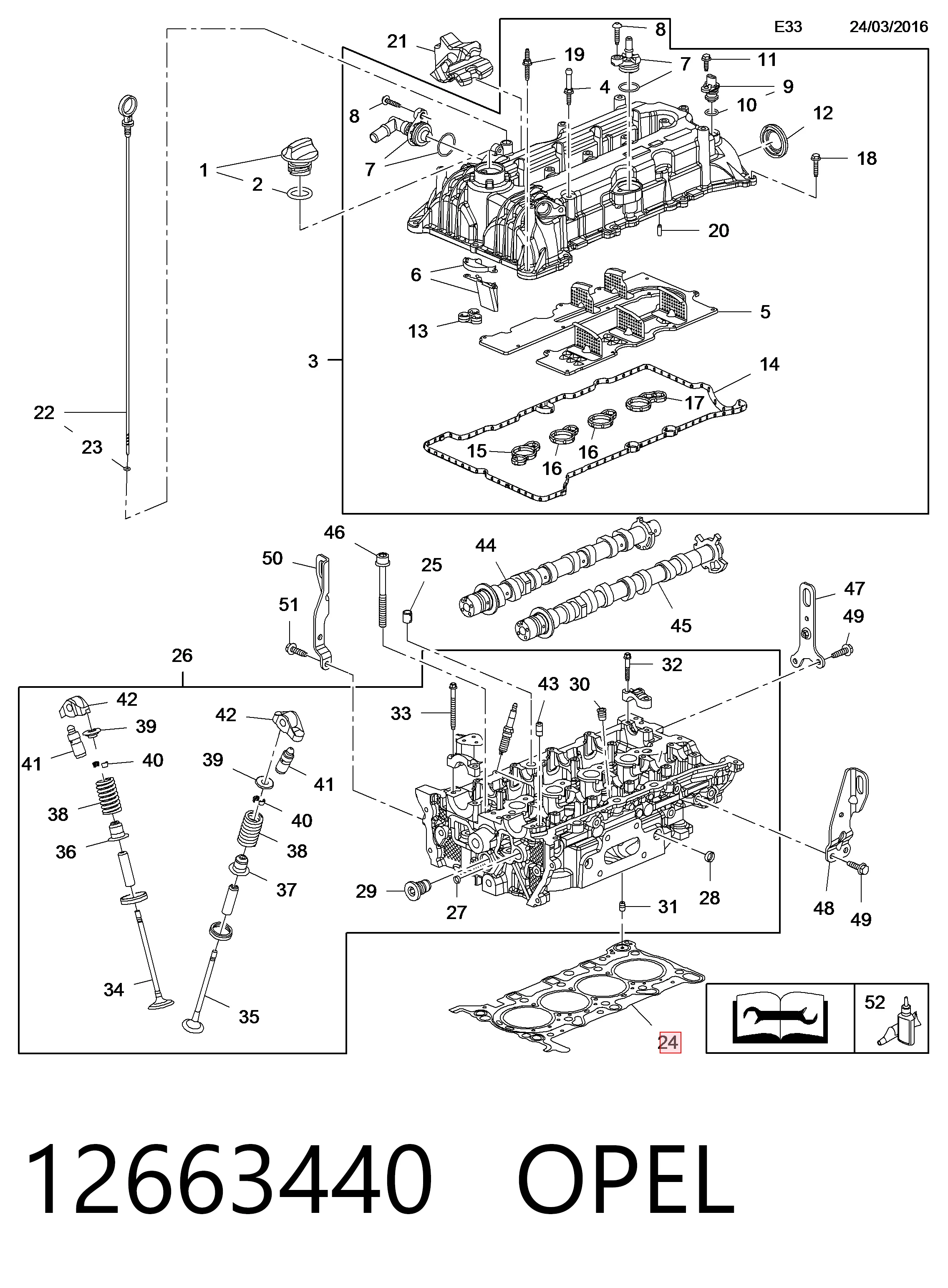 Junta de culata para Opel Astra 