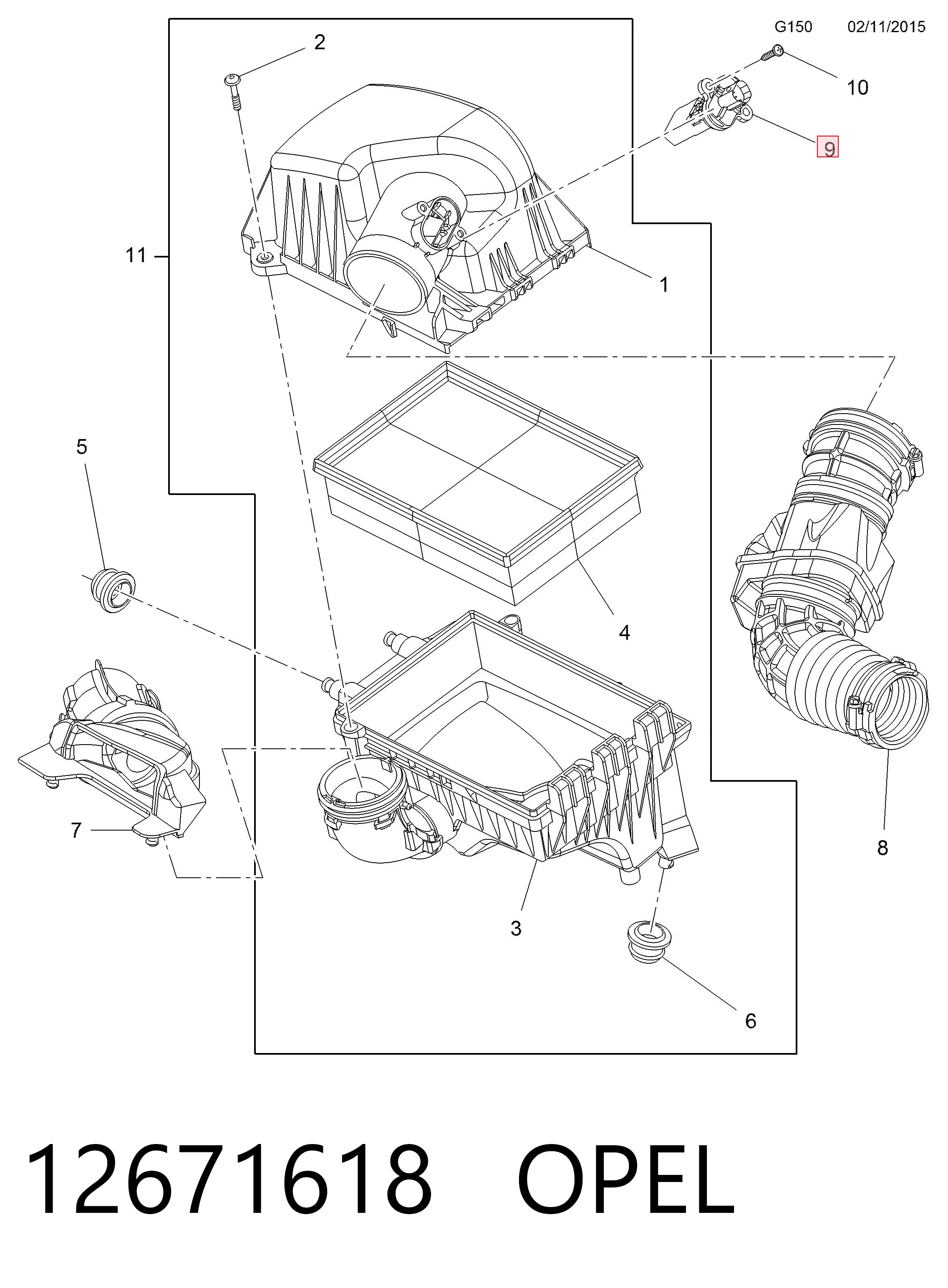 12671618 Opel Sensor de flujo de aire