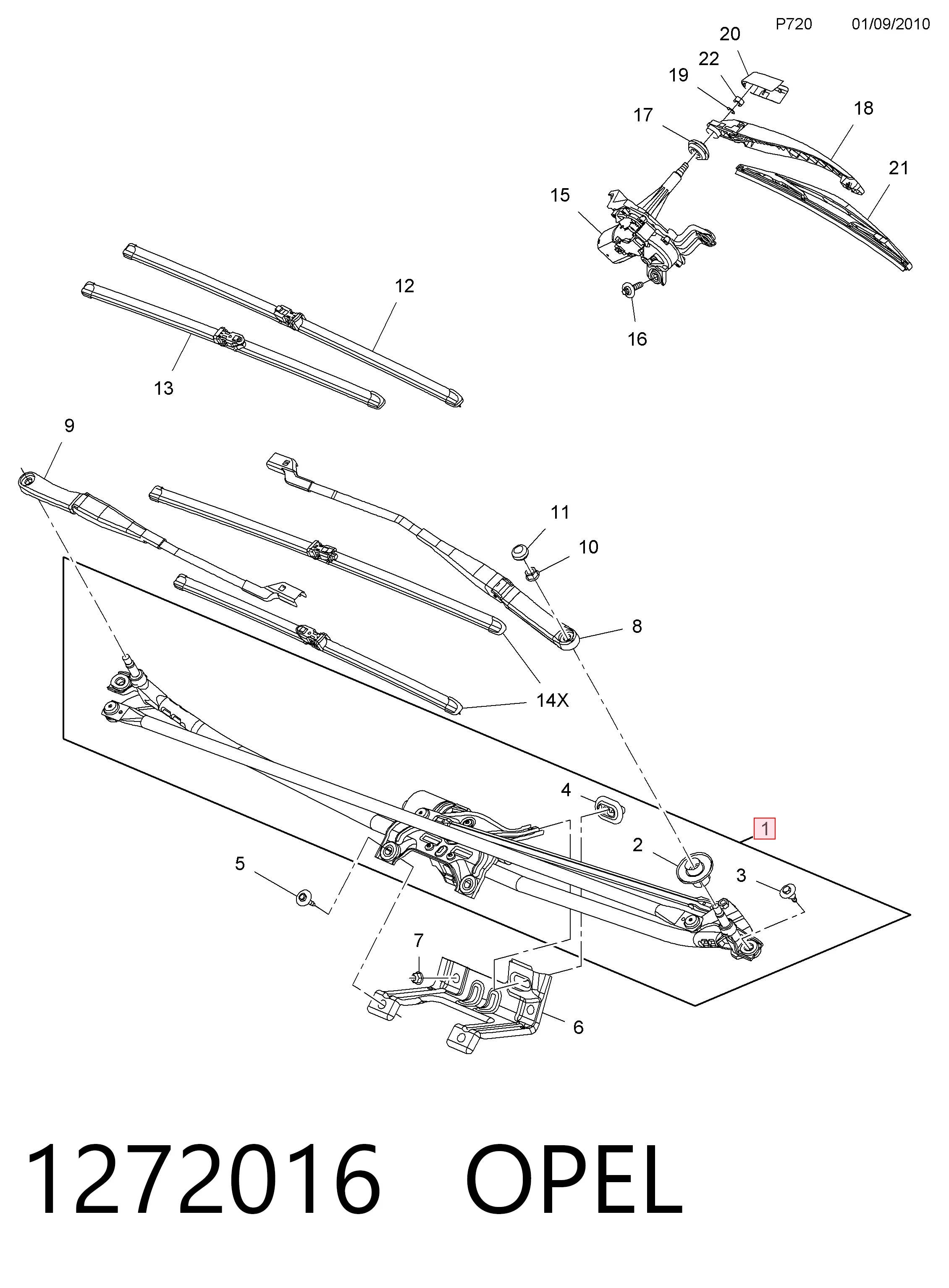 Varillaje de limpiaparabrisas para Opel Meriva B 