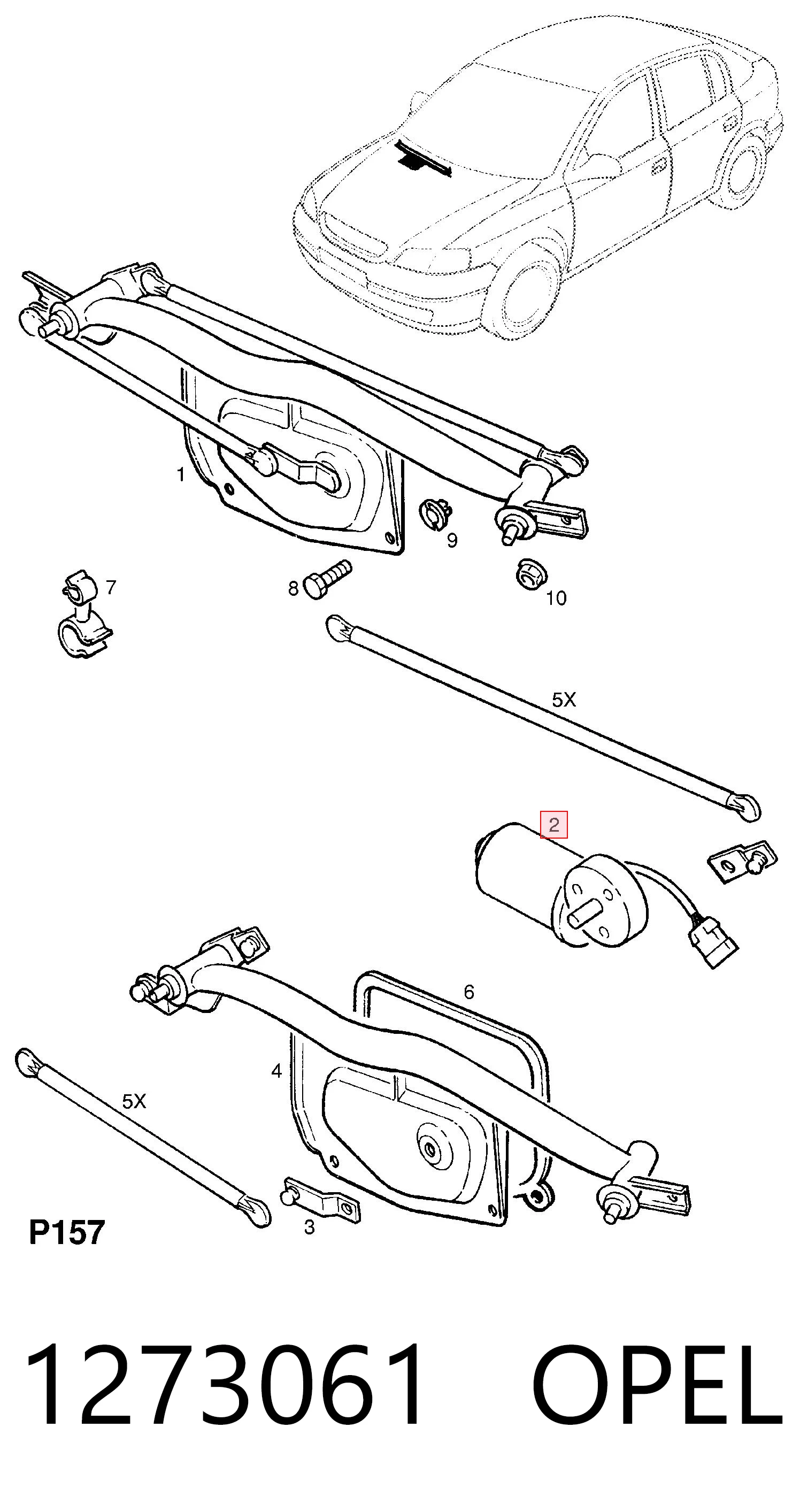 1273061 Opel Motor del limpiaparabrisas