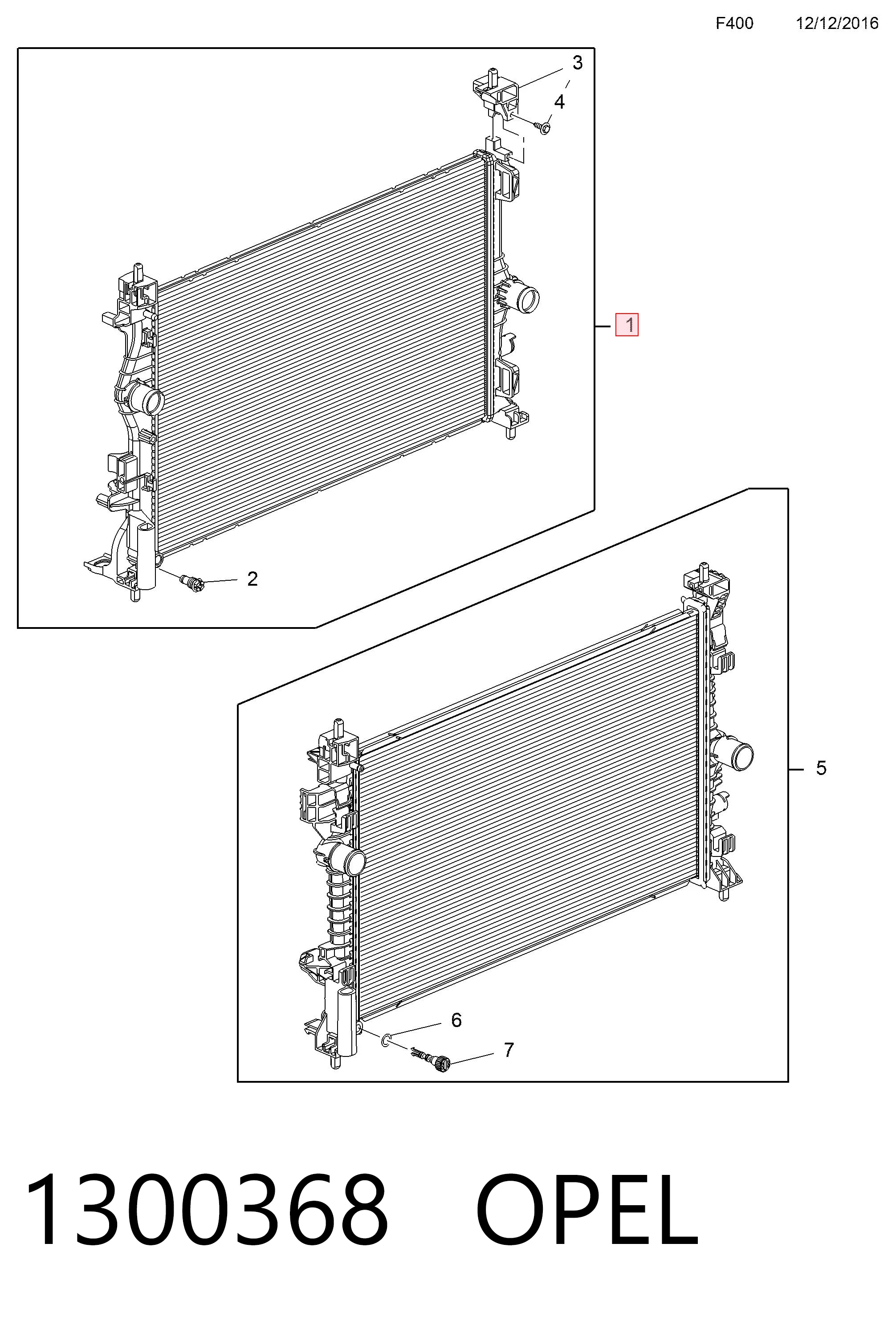 Radiador de refrigeración del motor OPEL 1300368