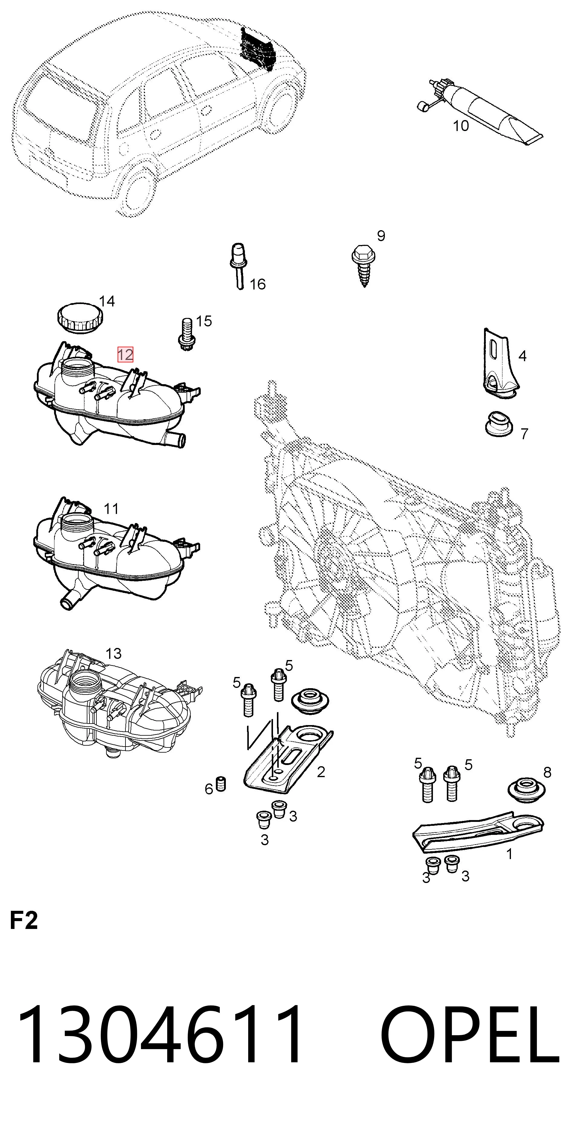 1304611 Opel Depósito de expansión