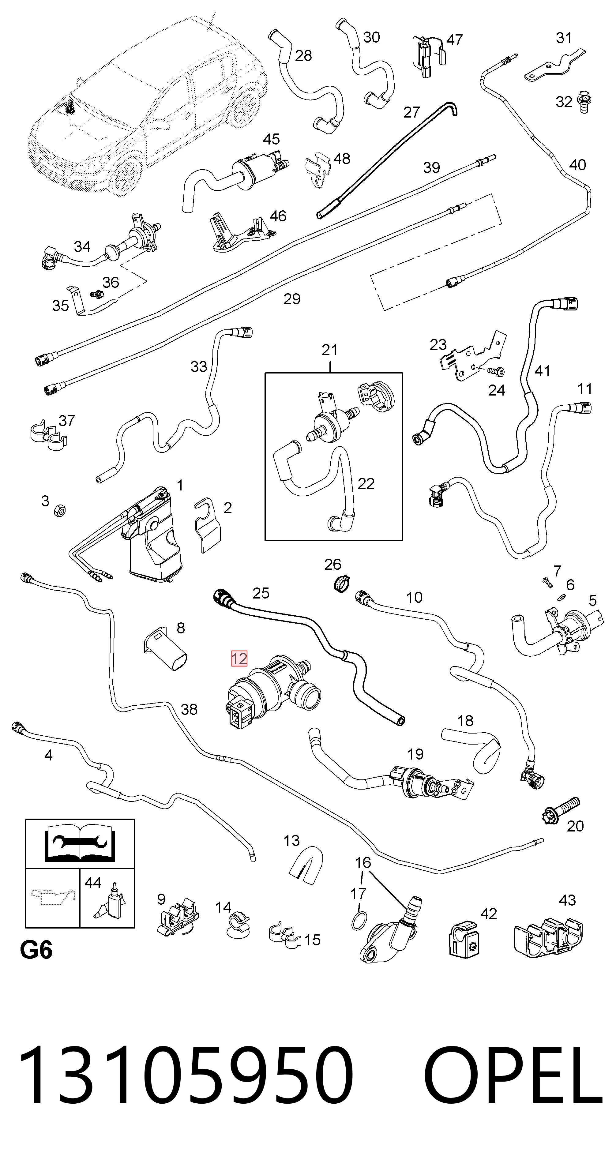 13105950 Opel Válvula de purga de vapores de combustible