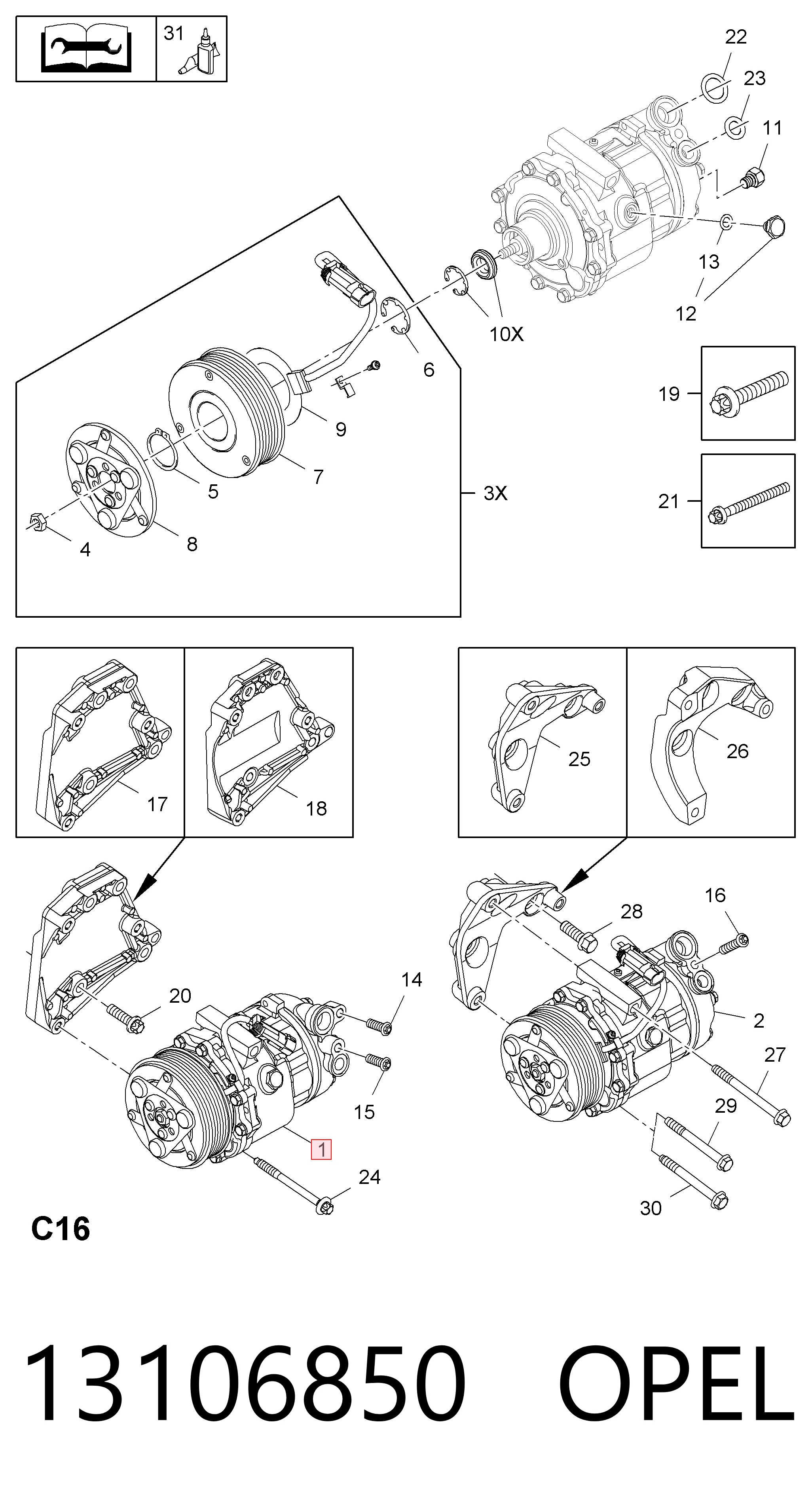 13106850 Opel Compresor climatizador