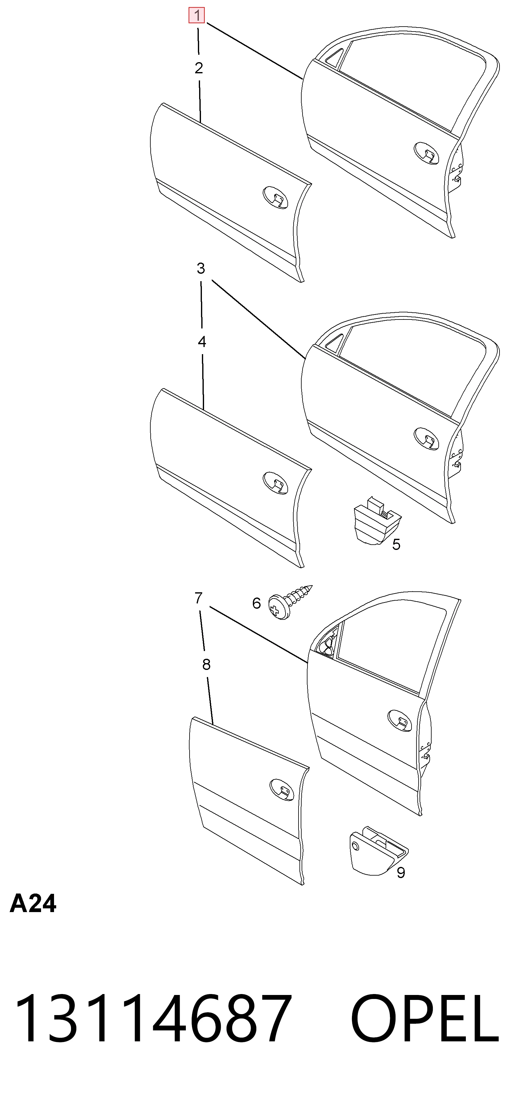 Puerta de coche, delantera, izquierda General Motors 124049 precio, desde 117,61 EUR