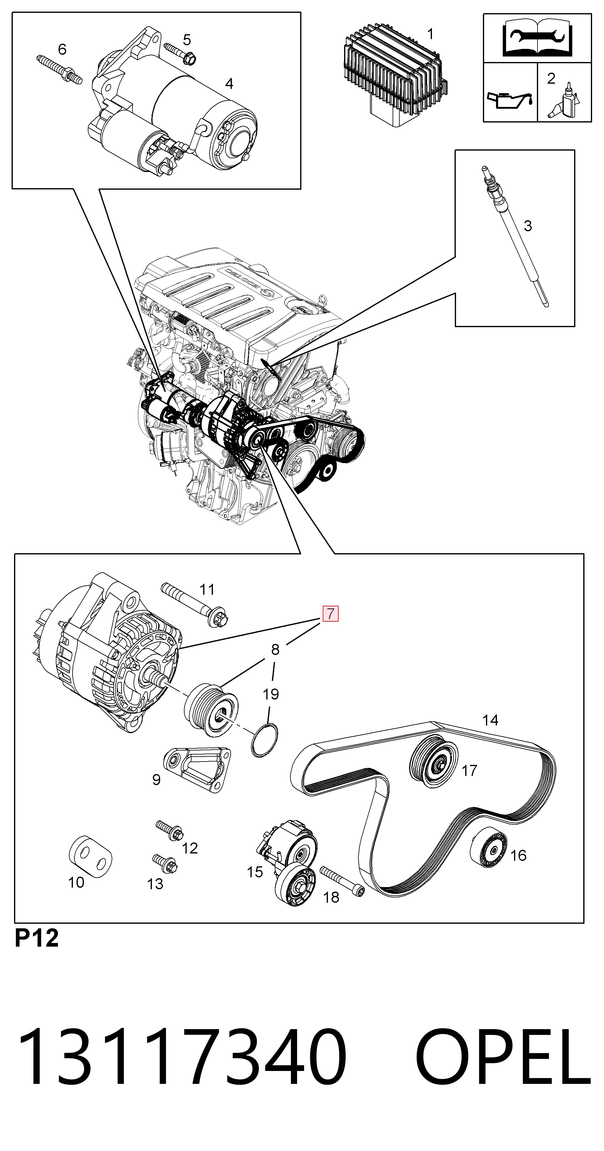 13117340 Opel Alternador de coche