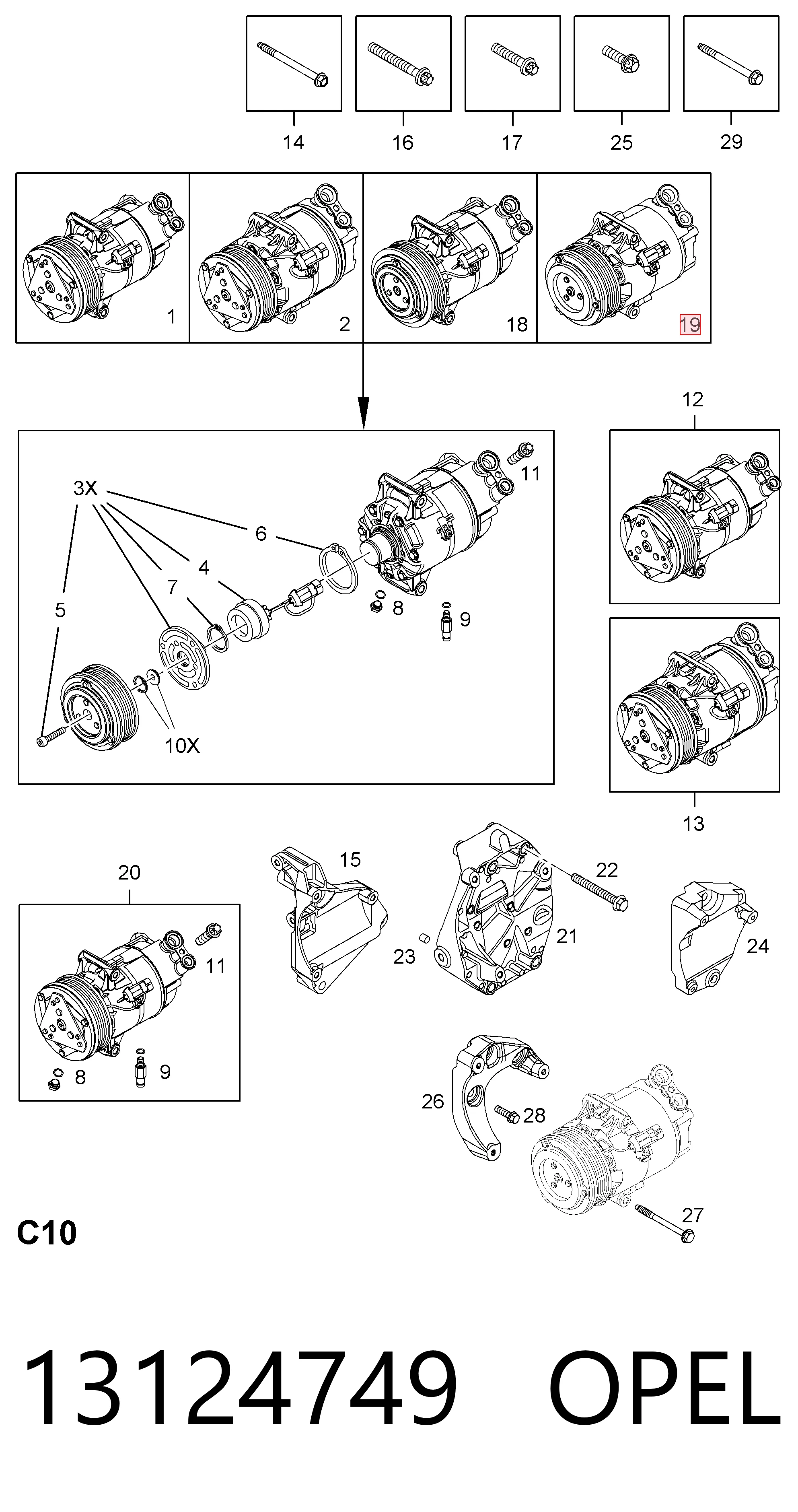 13124749 Opel Compresor climatizador