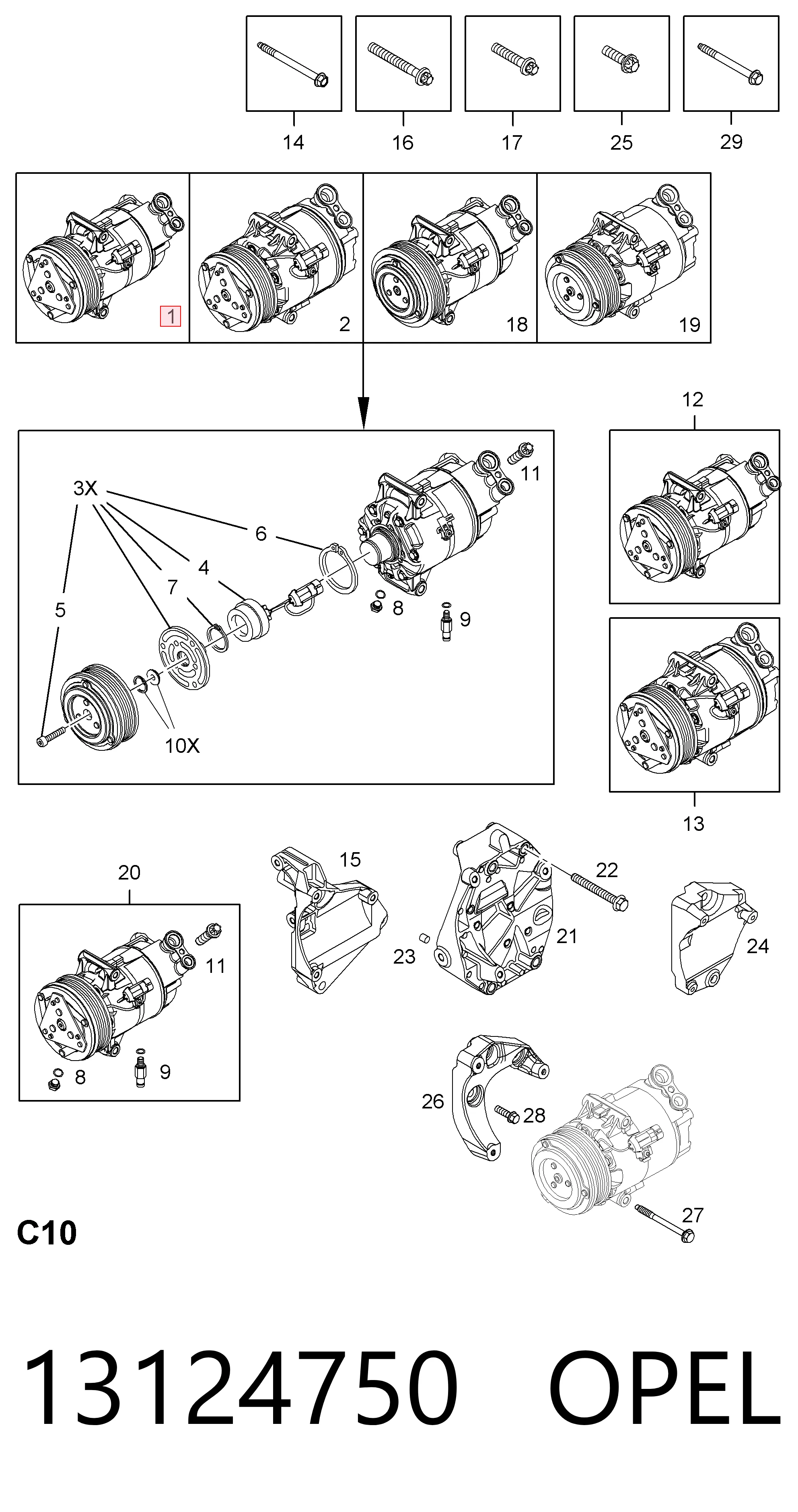 13124750 Opel Compresor climatizador