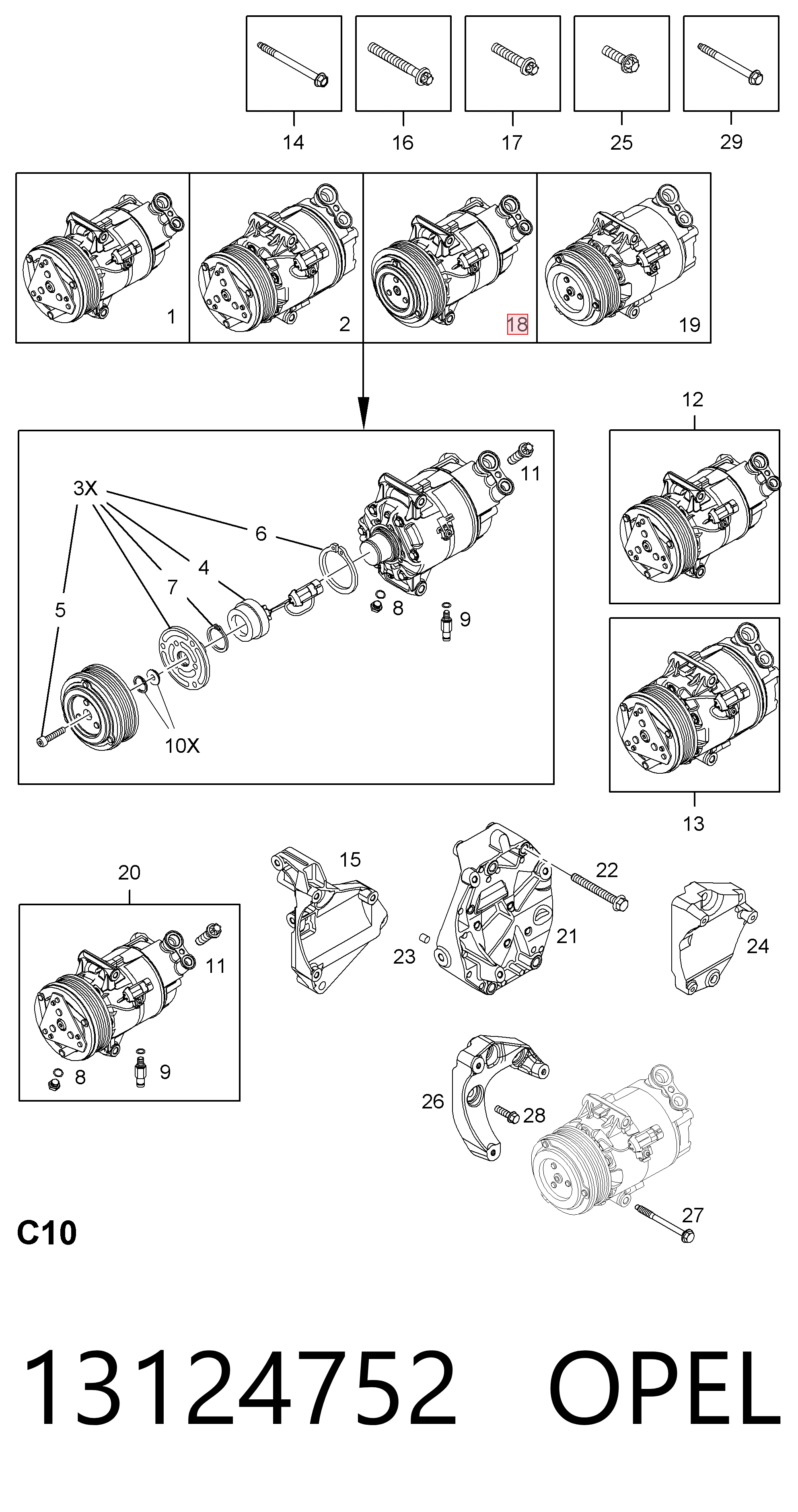 13124752 Opel Compresor climatizador