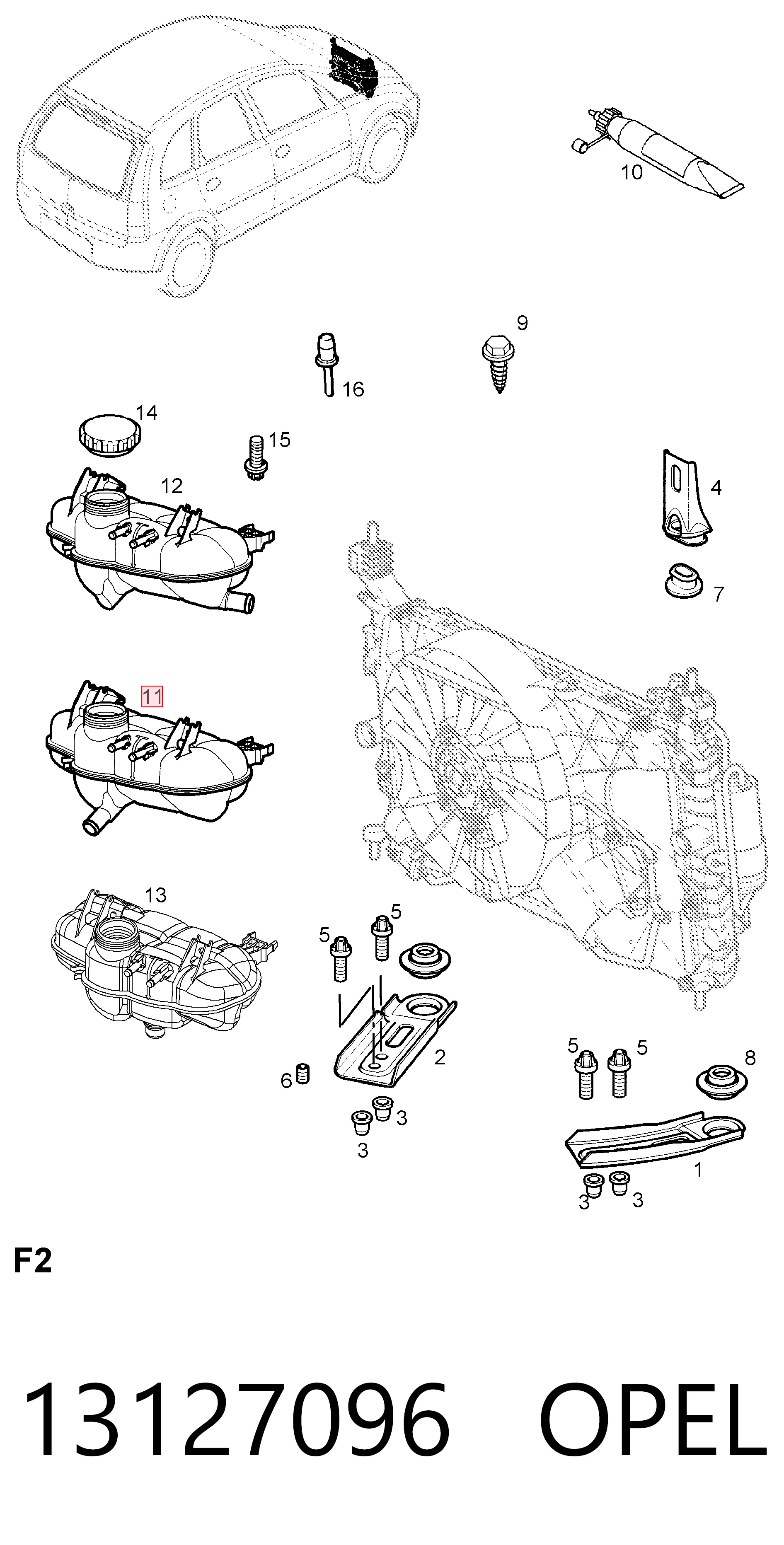 13127096 Opel Depósito de expansión