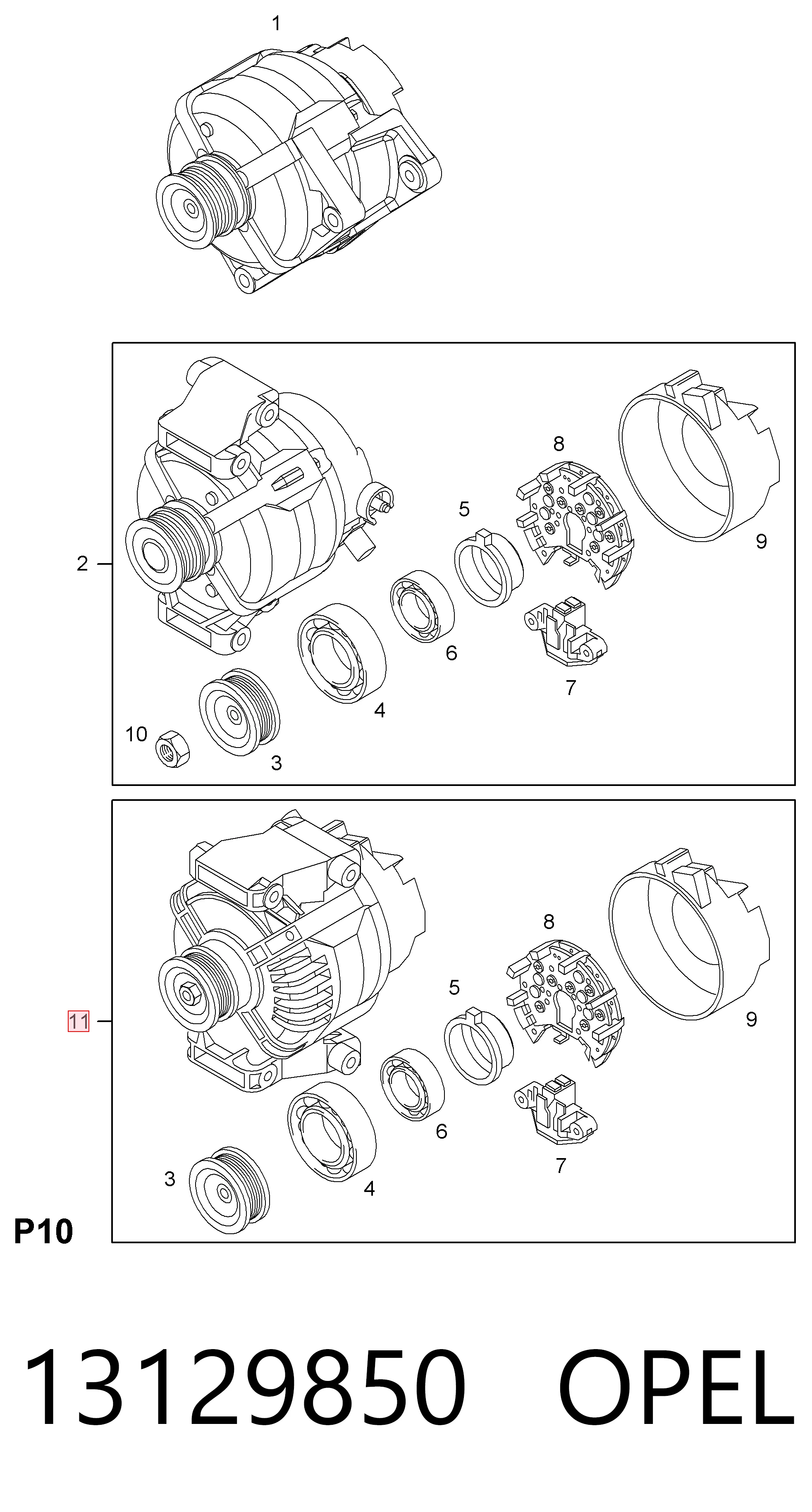 13129850 Opel Alternador de coche