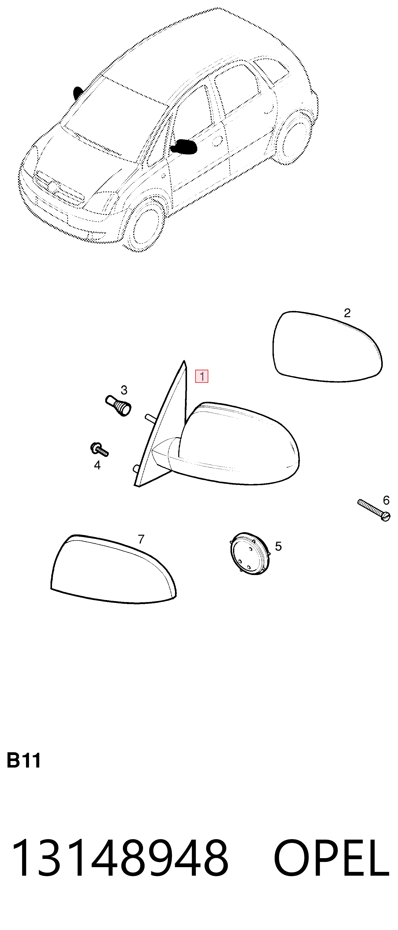 Espejo de retrovisor izquierdo Opel Meriva 