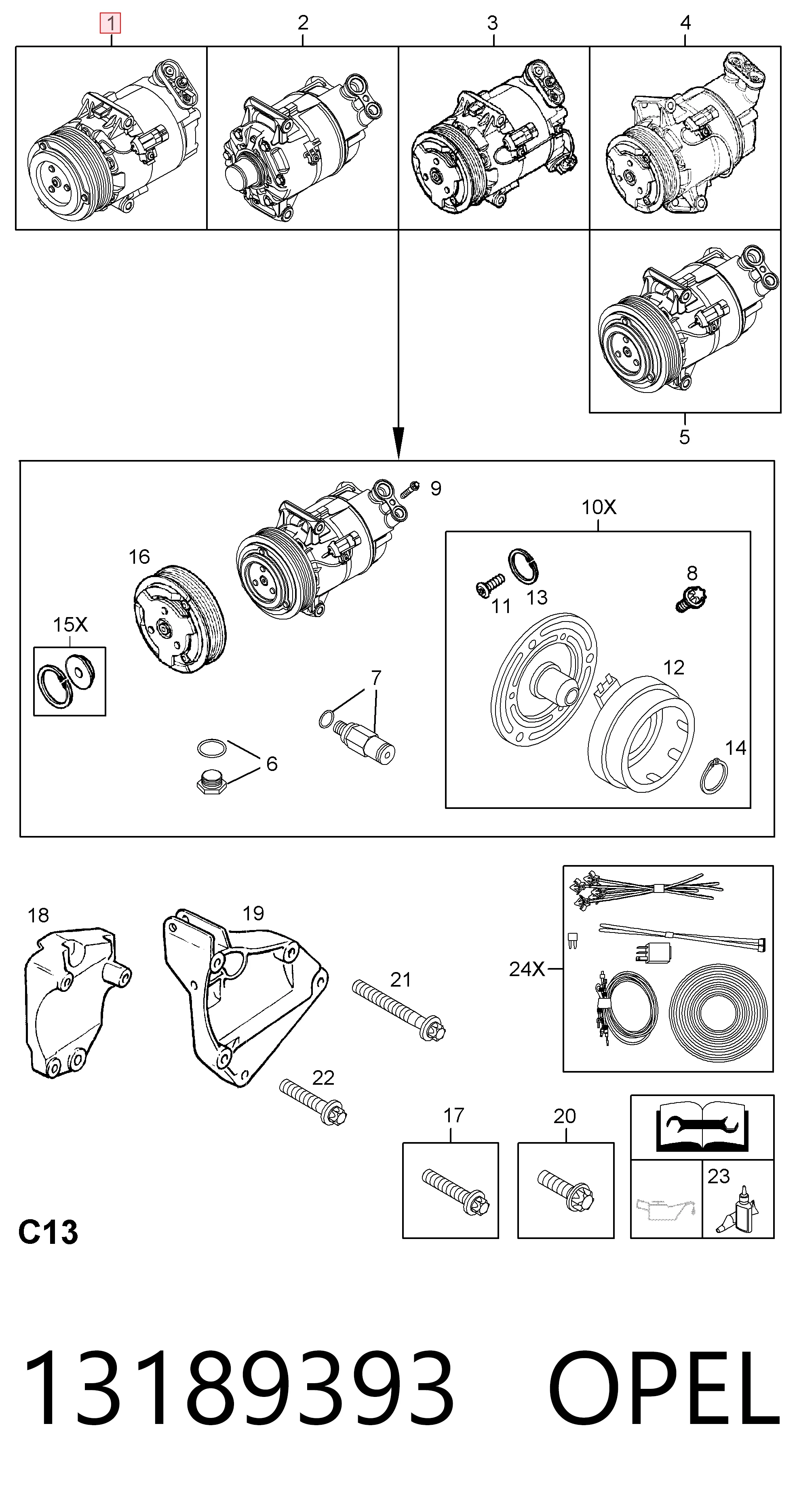 13189393 Opel Compresor climatizador