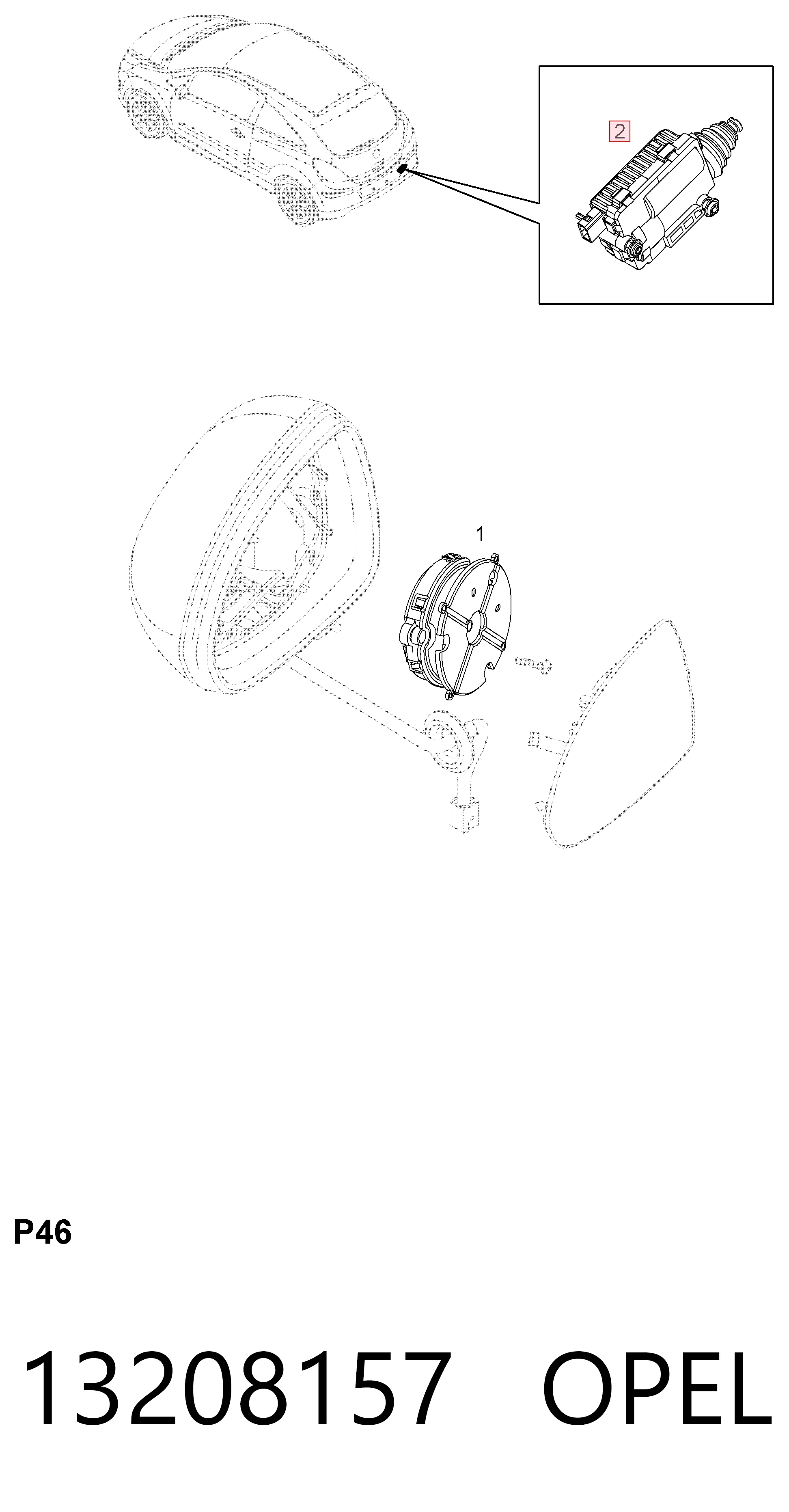 13208157 Opel Motor apertura de tapa combustible