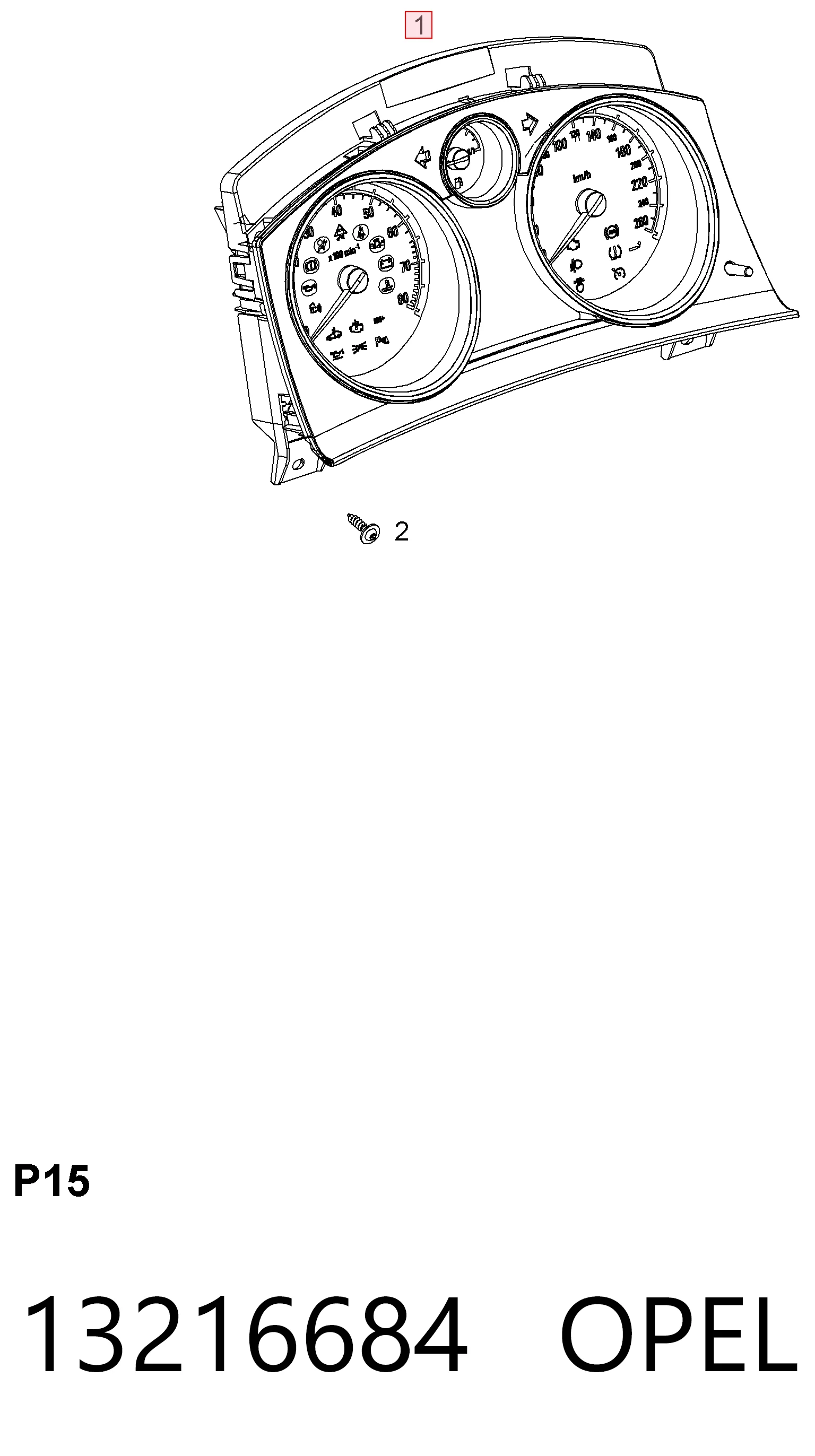 13216684 Opel Tablero de instrumentos