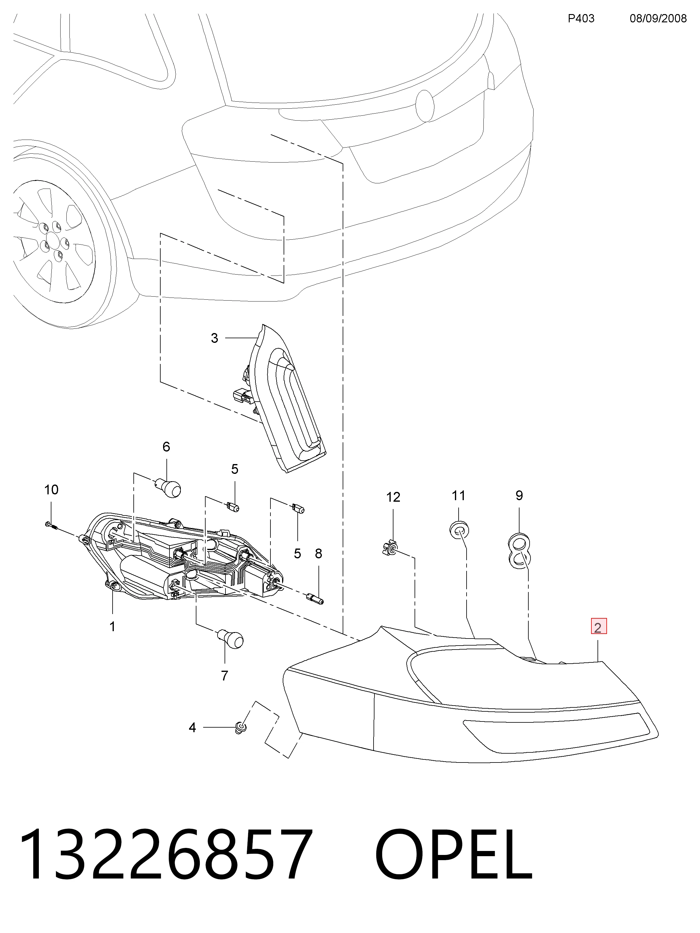 Piloto trasero derecho para Opel Insignia A G09