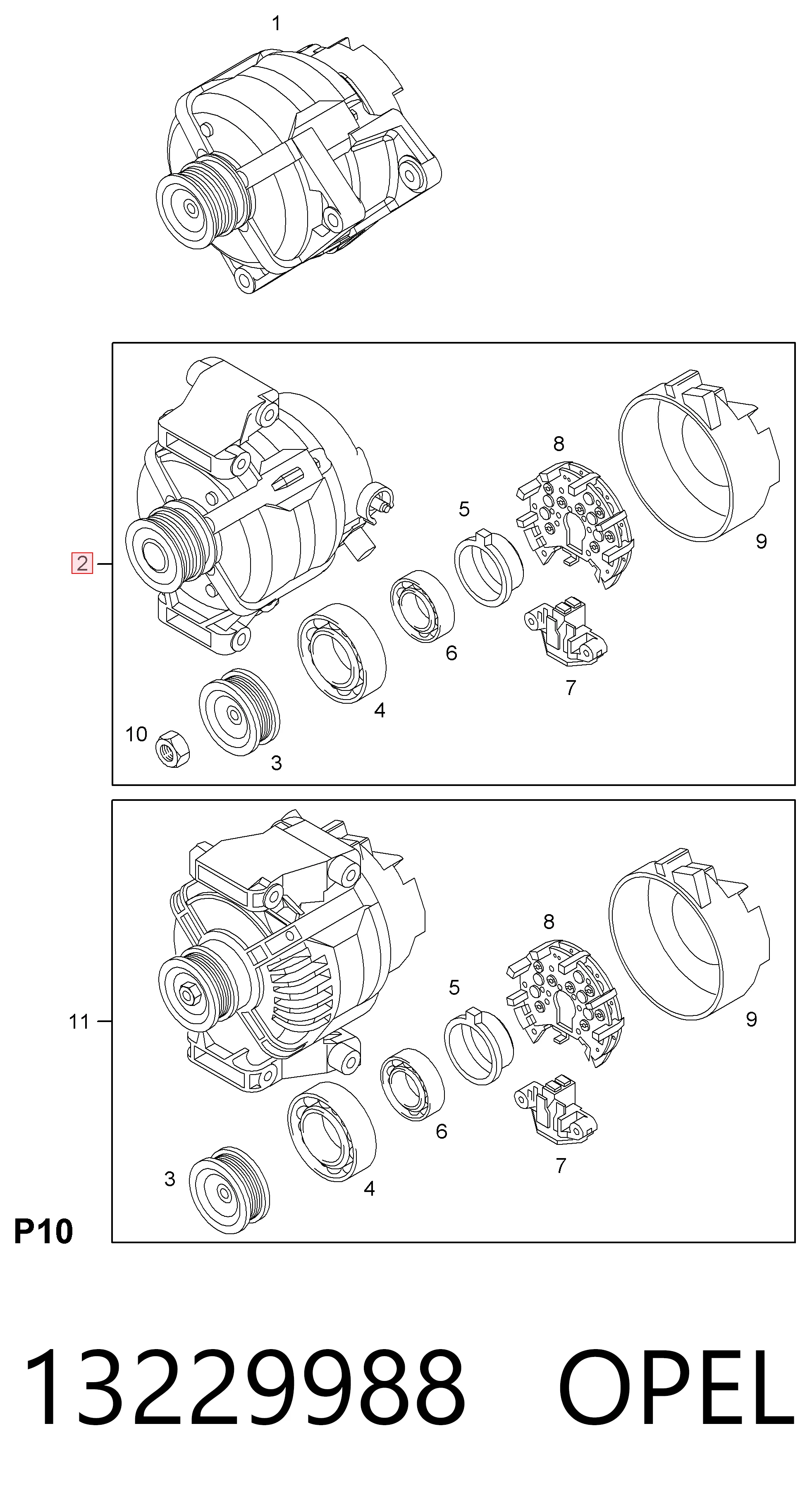 13229988 Opel Alternador de coche