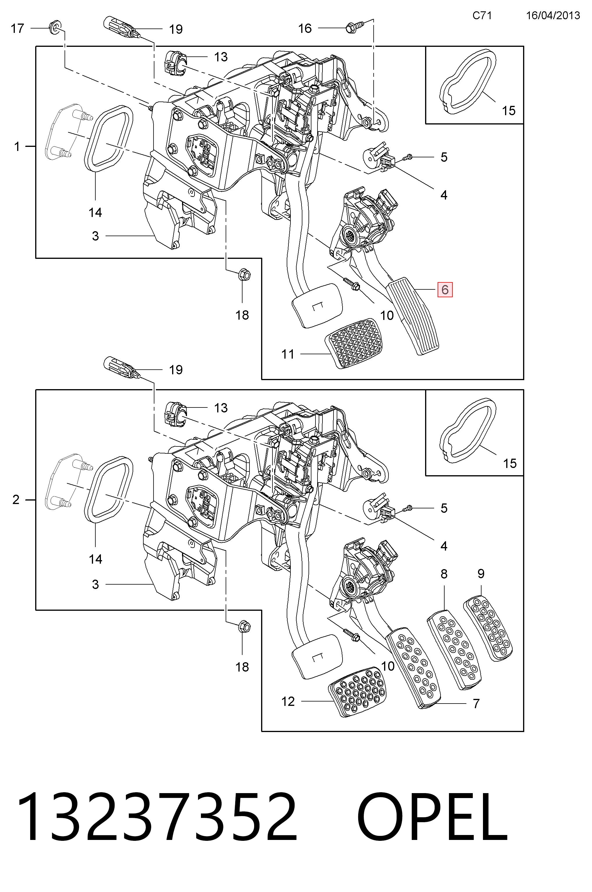 Potenciómetro pedal para Opel Insignia  (G09)