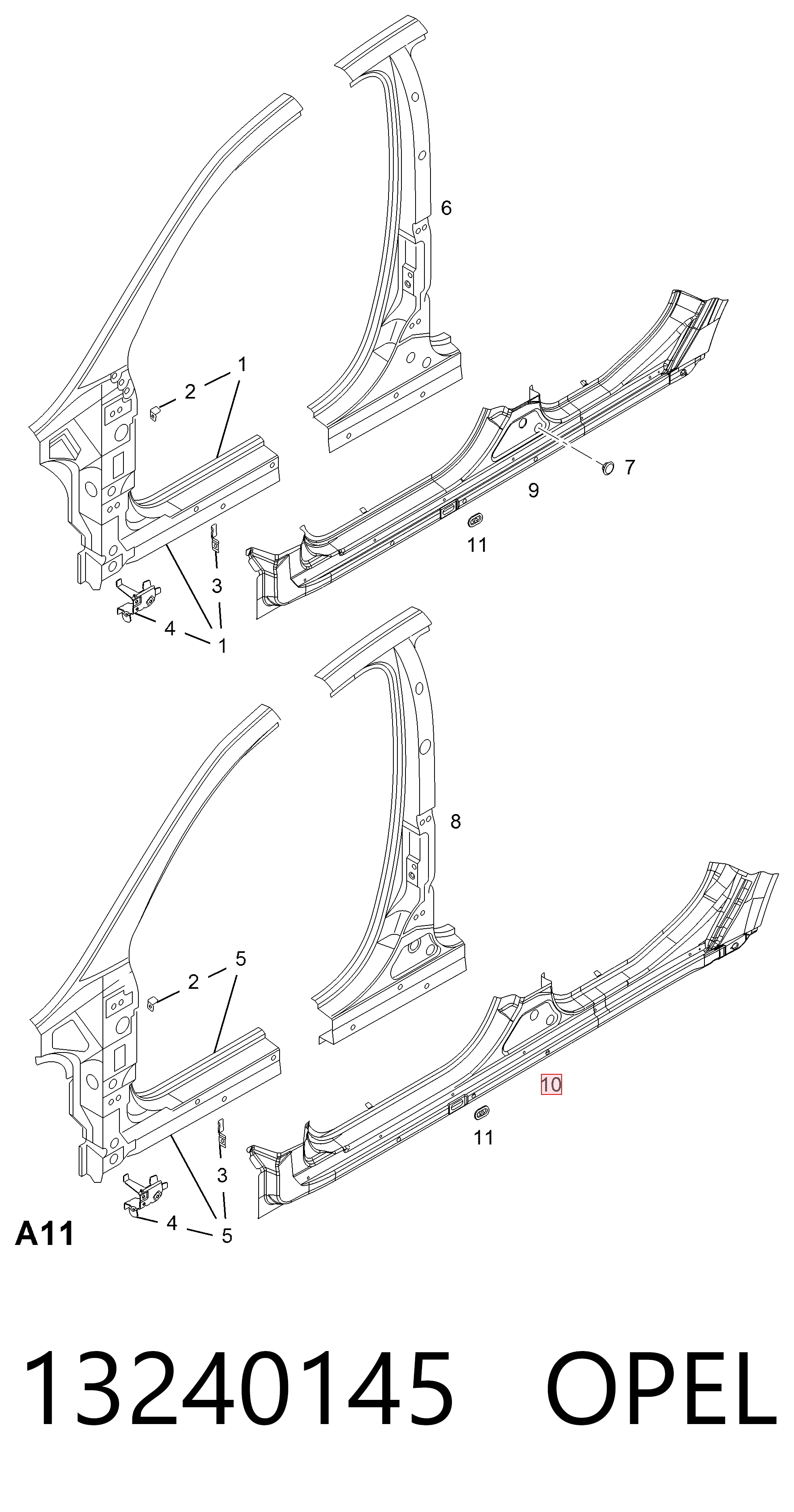Comprar Umbral exterior derecho Opel Vectra a bajo precio